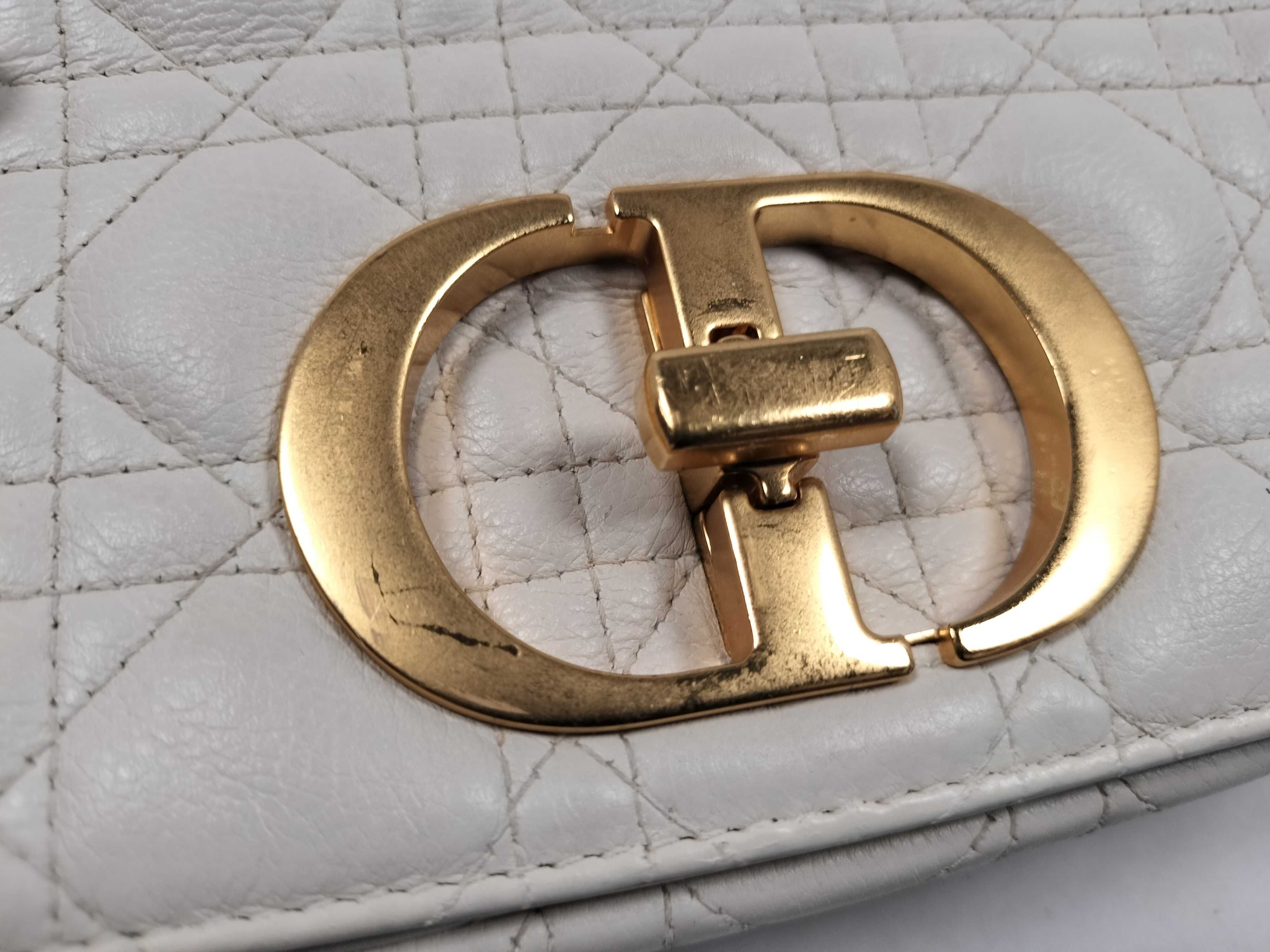 Cannage Caro Small Lambskin Chain Shoulder Bag (White) — view 15