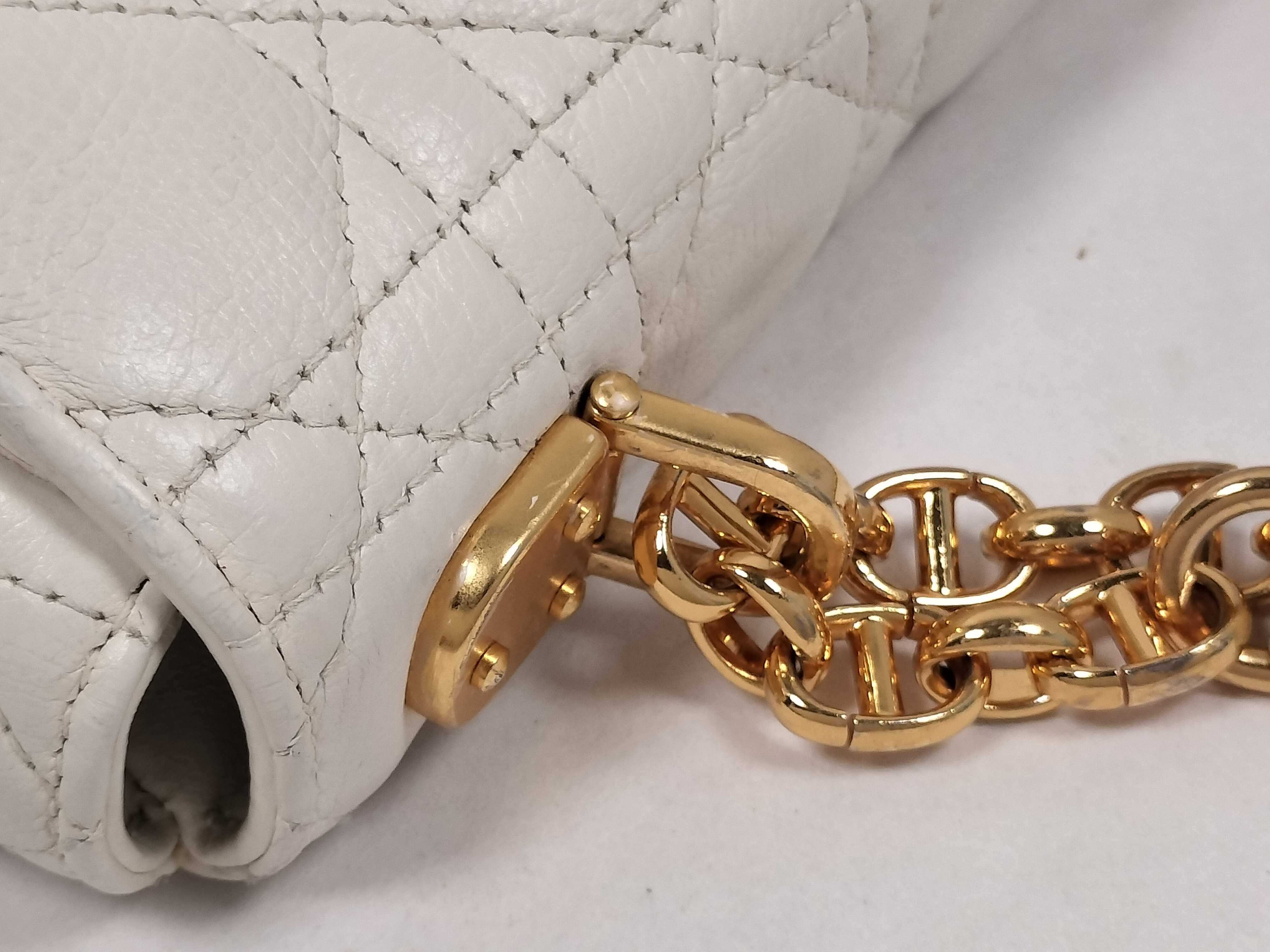 Cannage Caro Small Lambskin Chain Shoulder Bag (White) — view 5