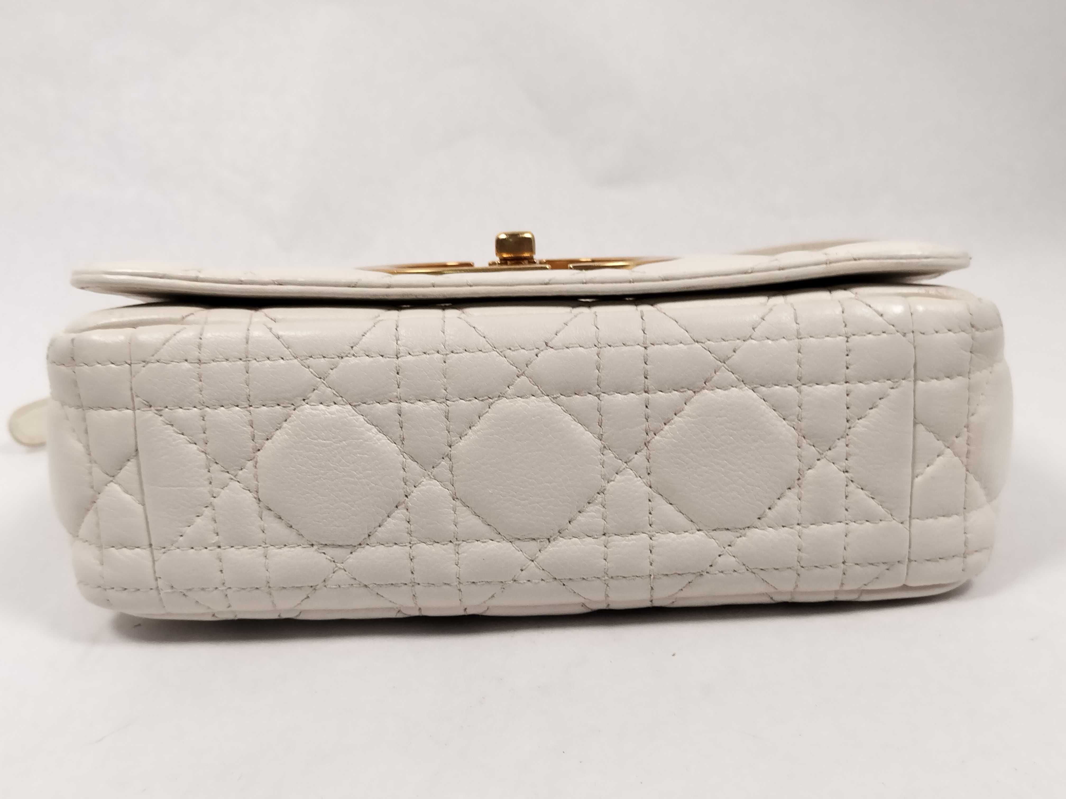 Cannage Caro Small Lambskin Chain Shoulder Bag (White) — view 7