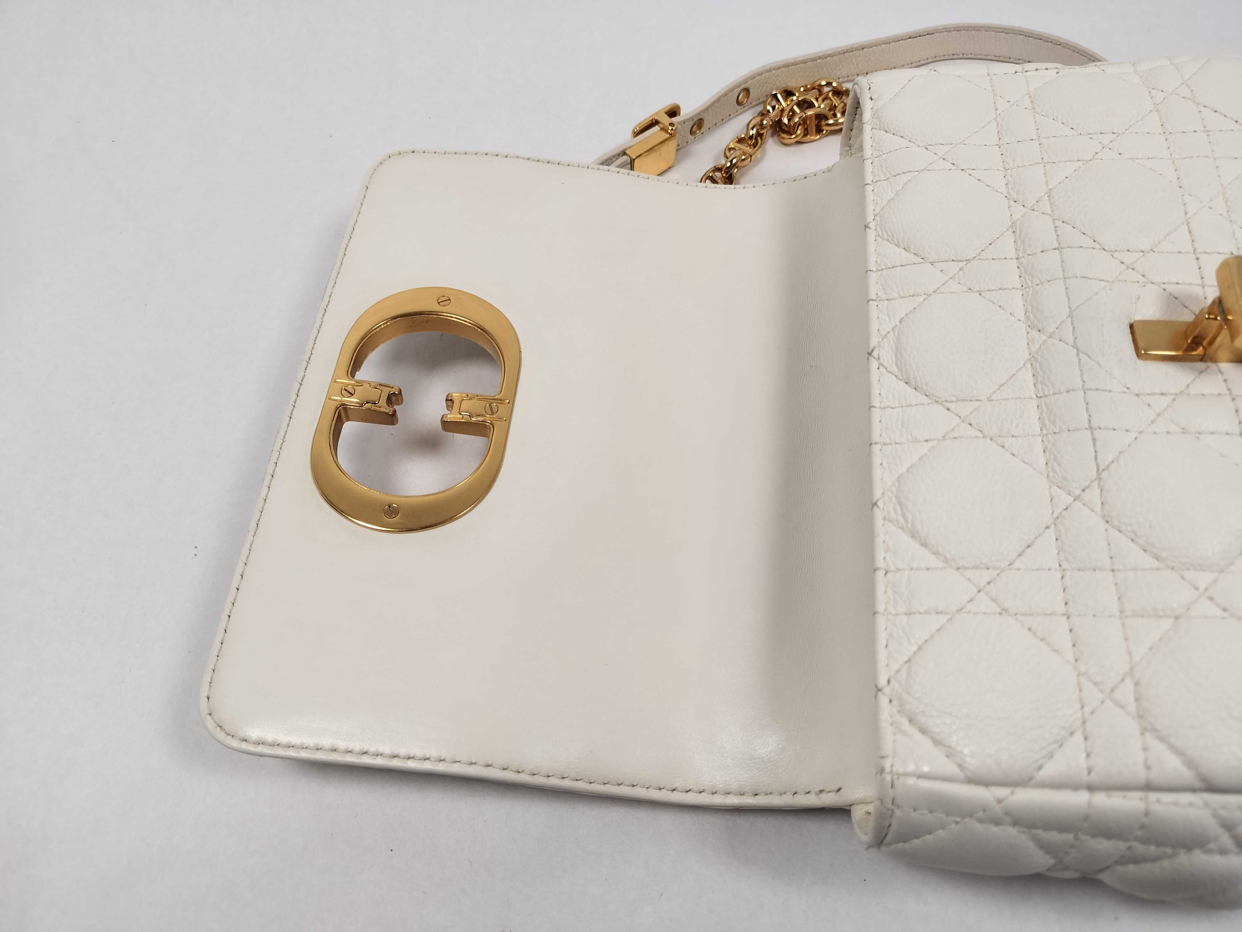 Cannage Caro Small Lambskin Chain Shoulder Bag (White) — view 8