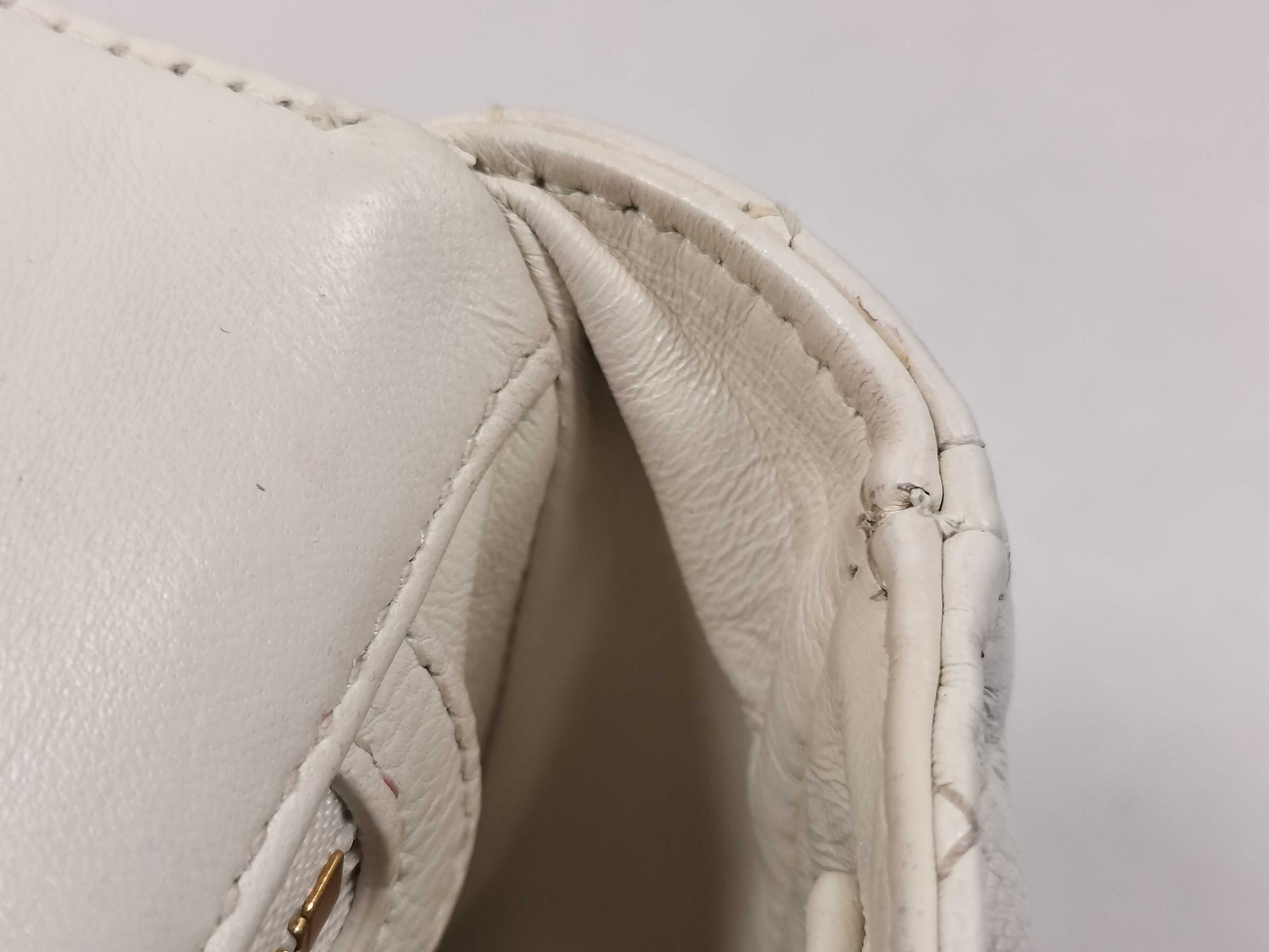 Cannage Caro Small Lambskin Chain Shoulder Bag (White) — view 9