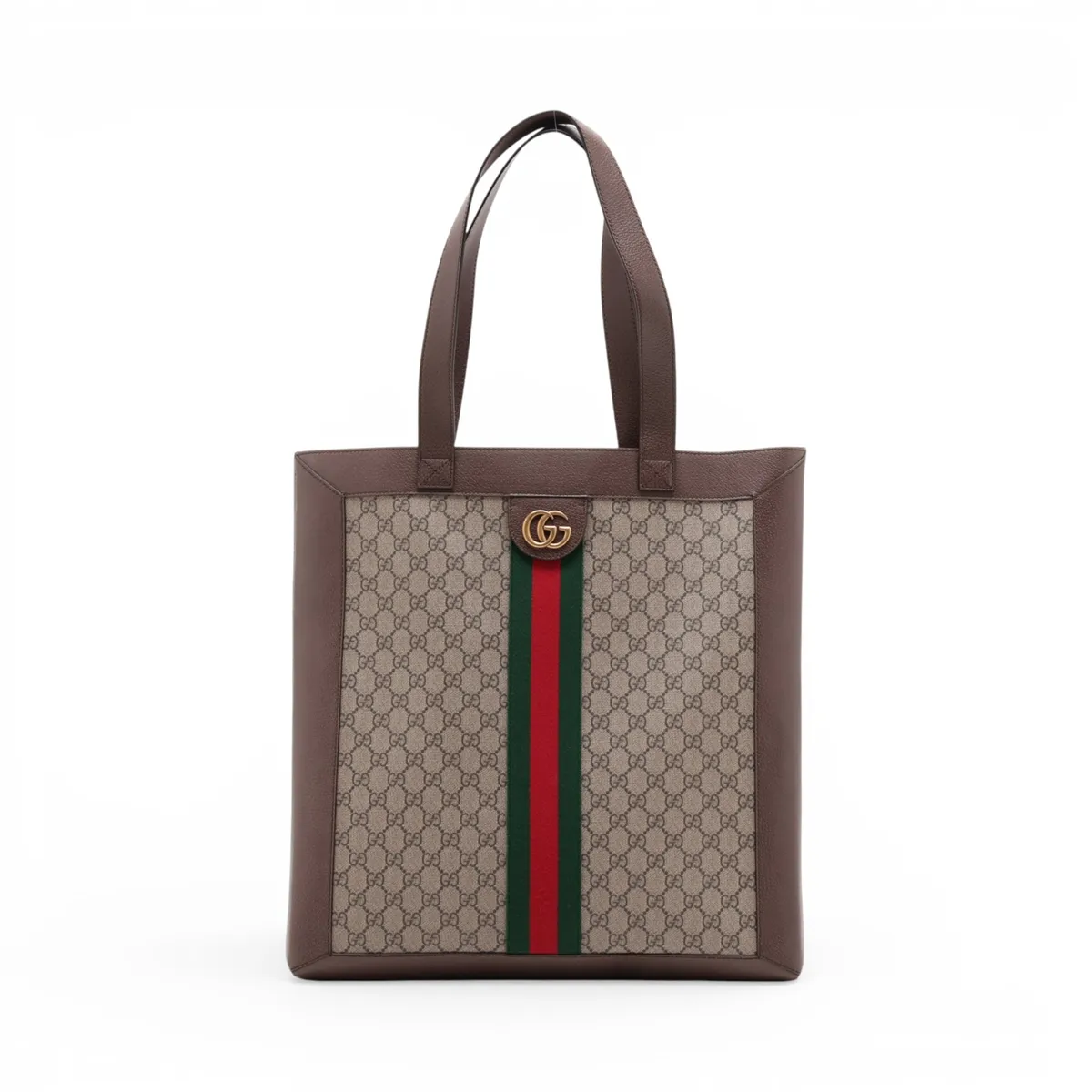GG Supreme Ophidia PVC x Leather Tote Bag, Brown, 519335