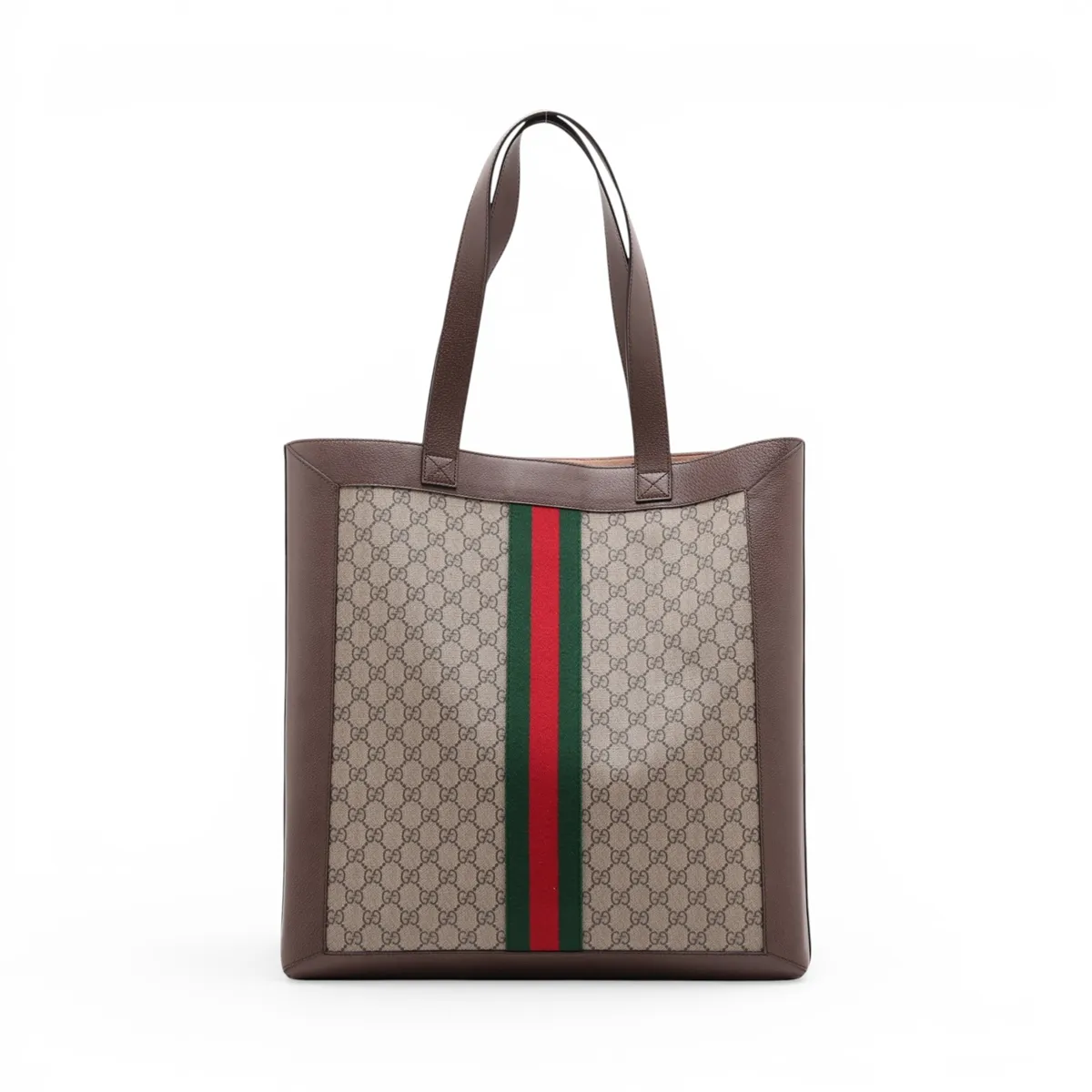 GG Supreme Ophidia PVC x Leather Tote Bag, Brown, 519335 — view 2