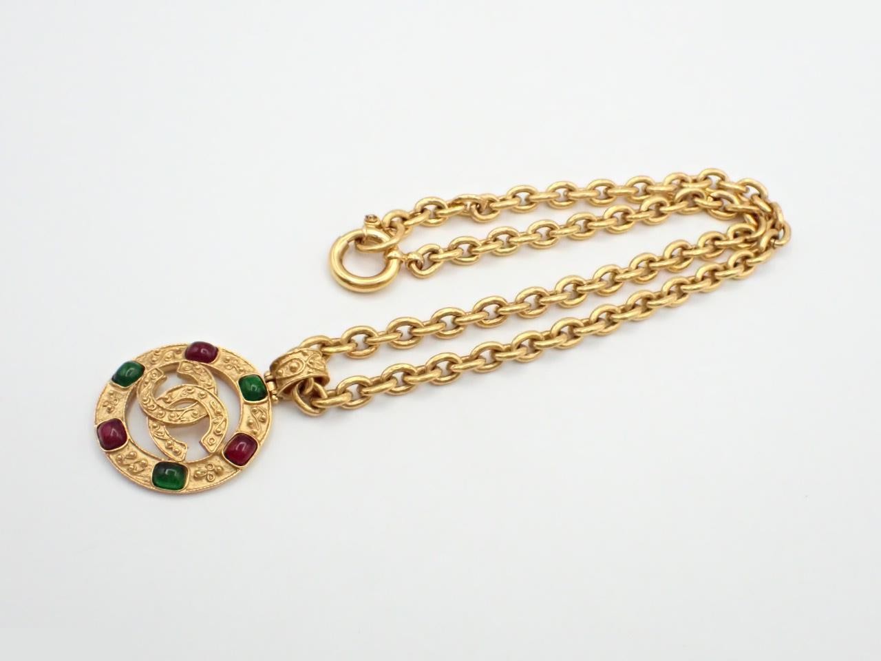 GP Rhinestone Coco Mark Gripoix Circle Necklace (with box) — view 3