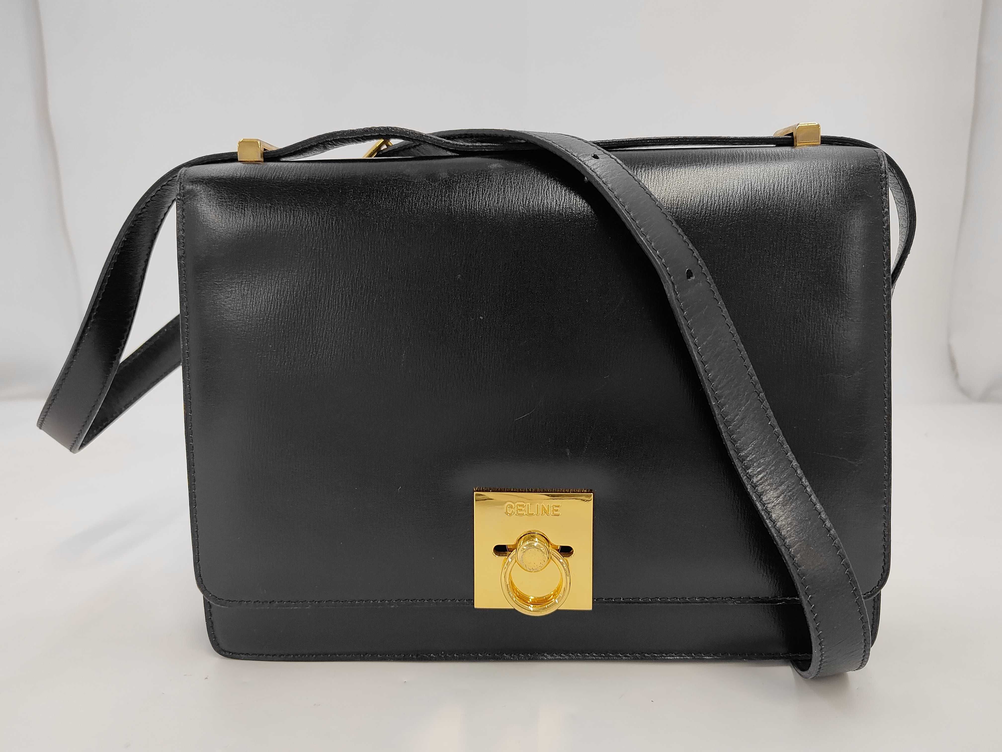 Leather Shoulder Bag, Black