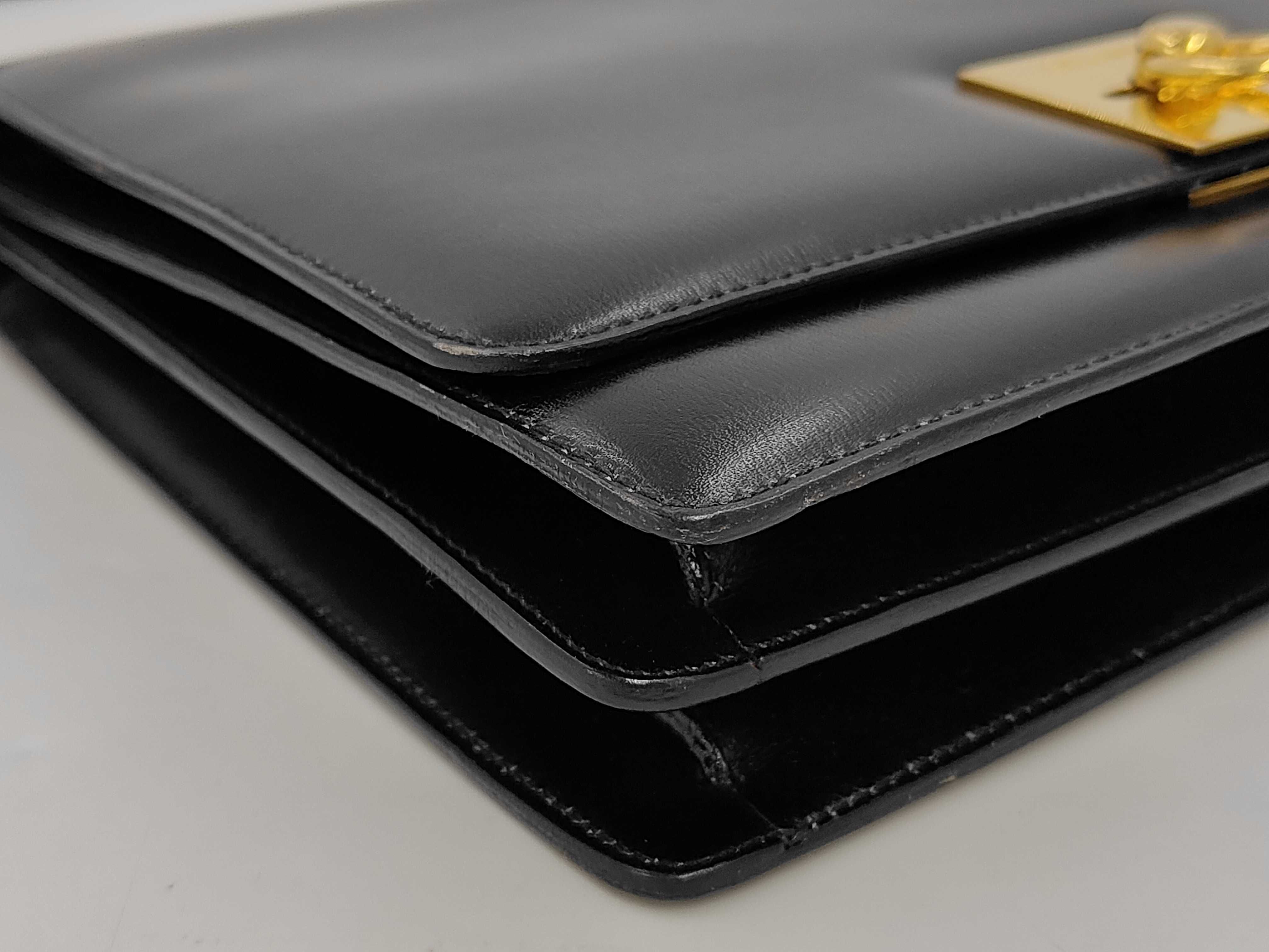Leather Shoulder Bag, Black — view 6