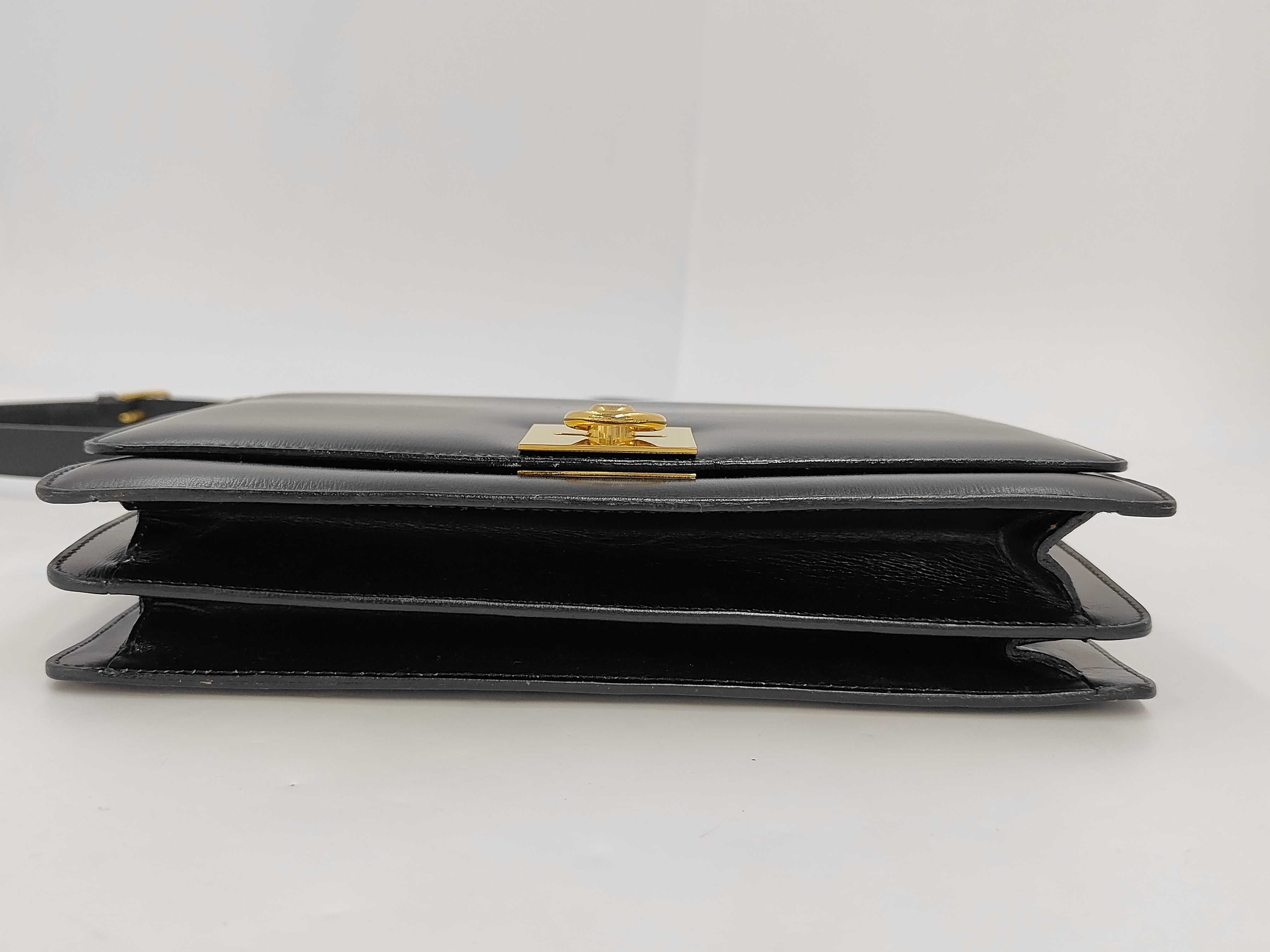 Leather Shoulder Bag, Black — view 7