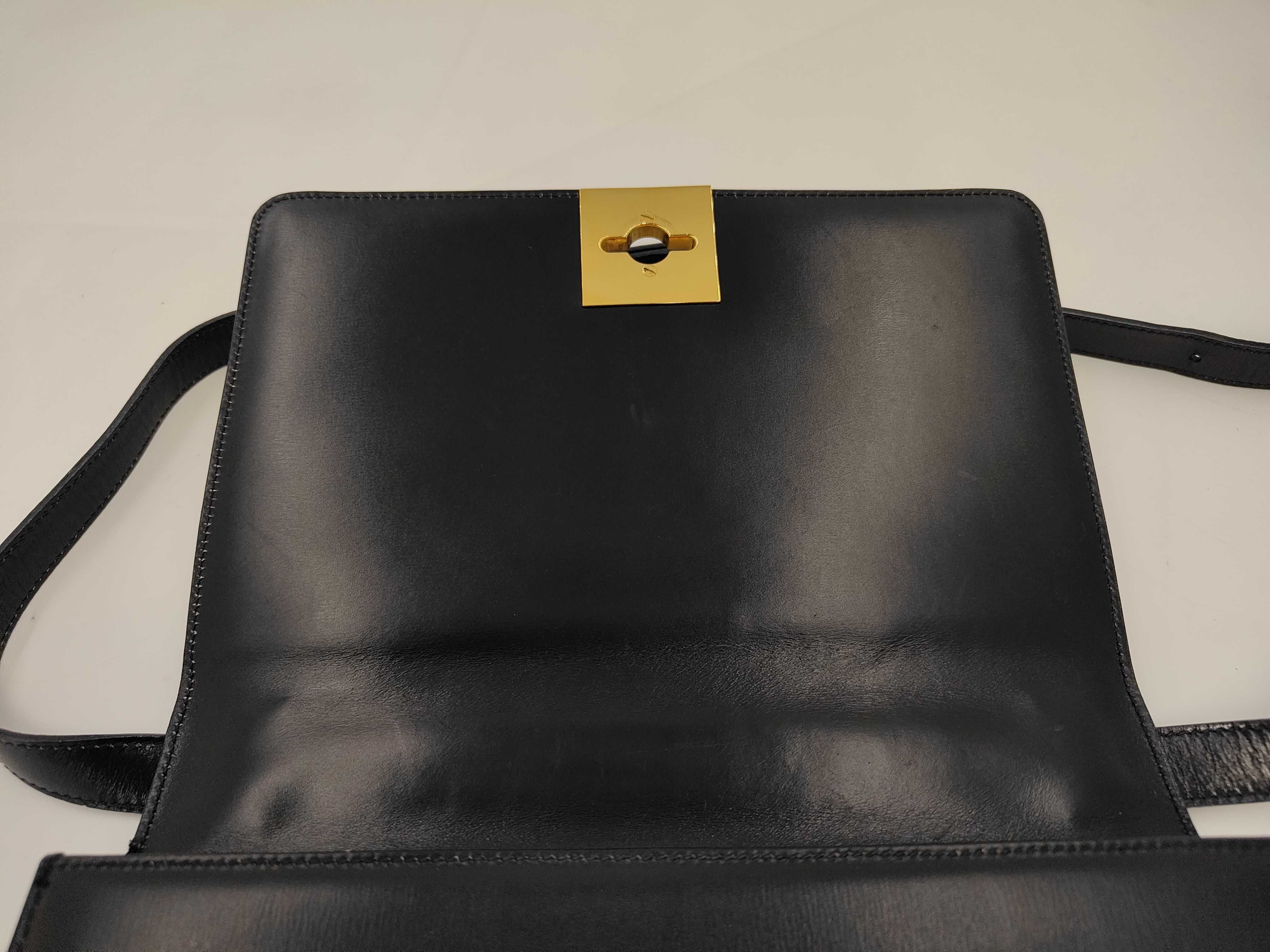 Leather Shoulder Bag, Black — view 8