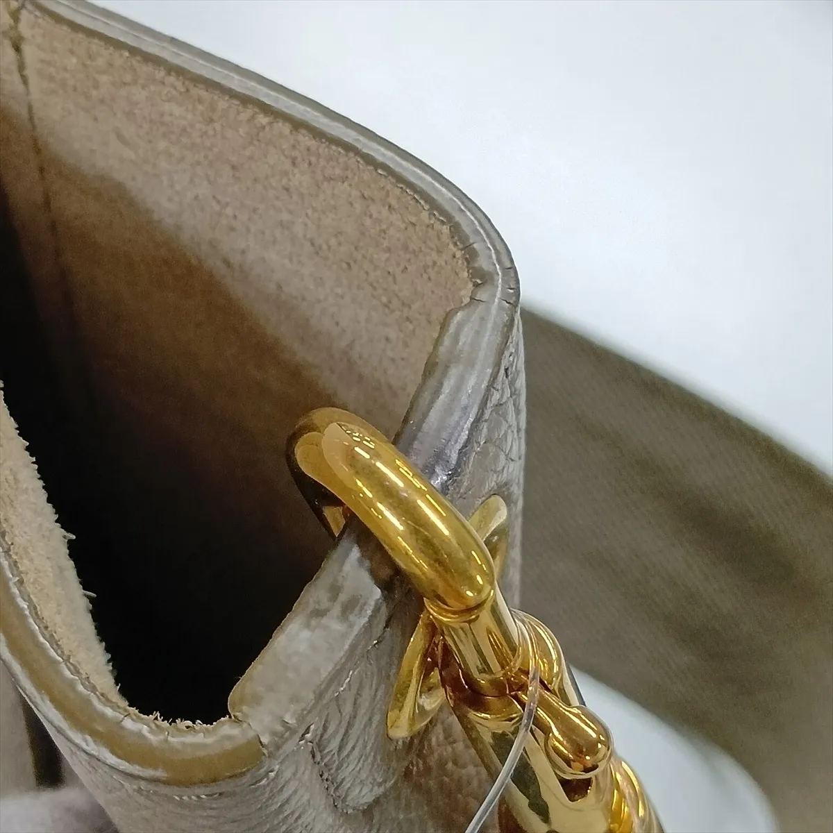 Sangle Bucket Small Leather Shoulder Bag, Beige — view 11