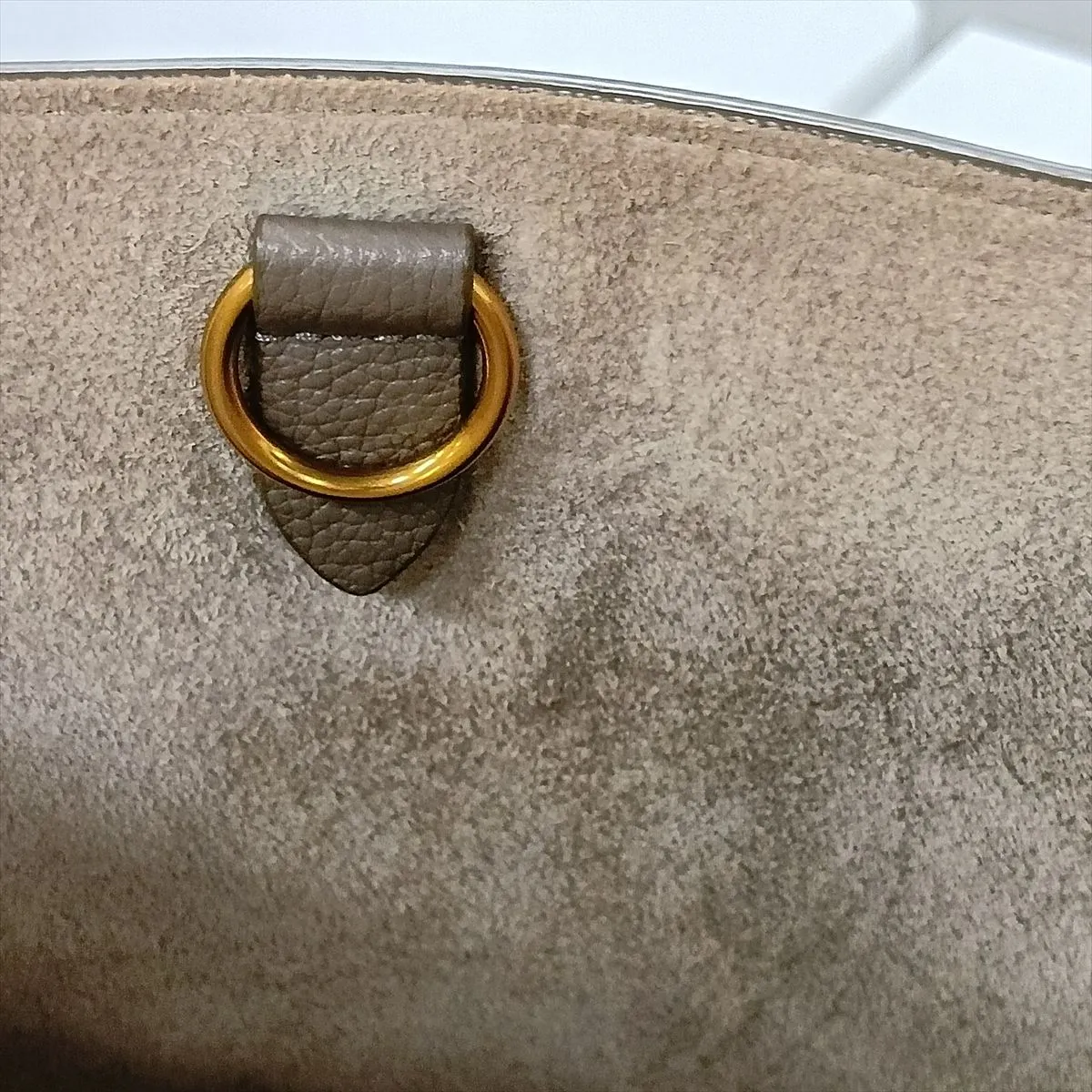 Sangle Bucket Small Leather Shoulder Bag, Beige — view 12