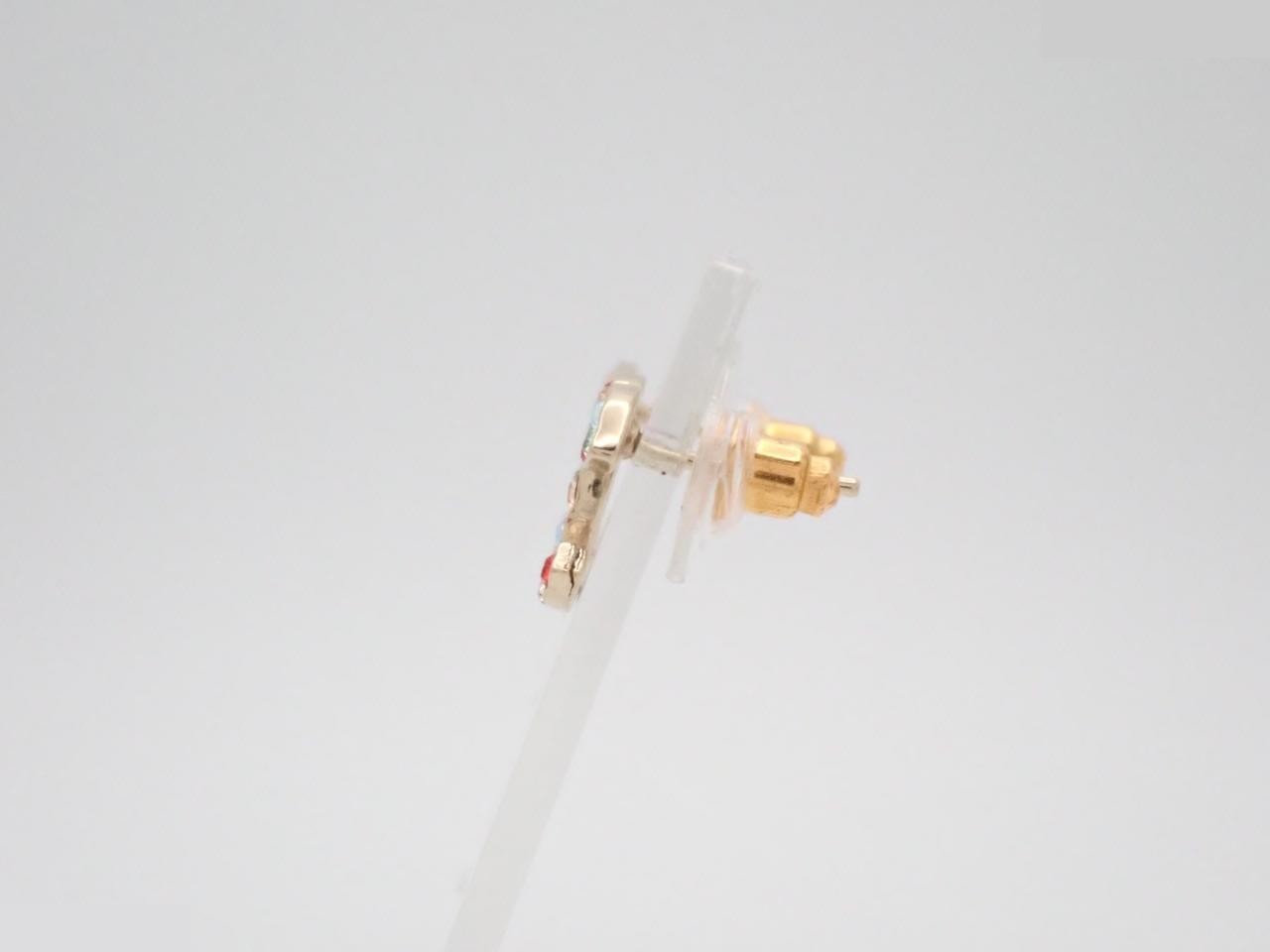 04A Coco Mark Stud Earrings with Rhinestones (Multi-colored) — view 3