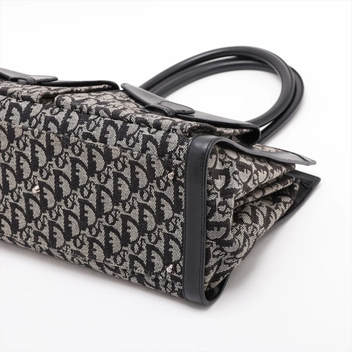 Trotter Canvas x Leather Handbag, Black — view 3