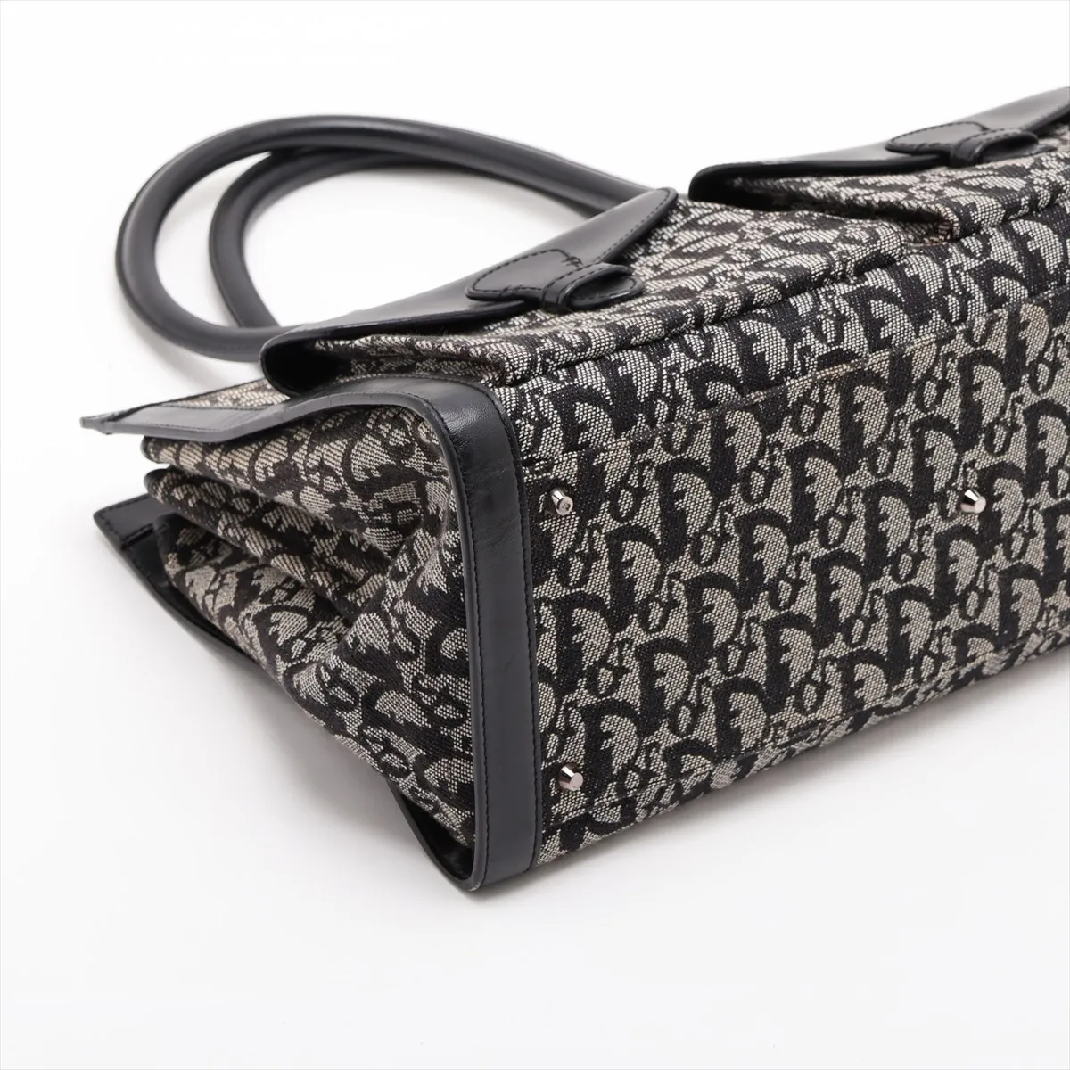 Trotter Canvas x Leather Handbag, Black — view 4