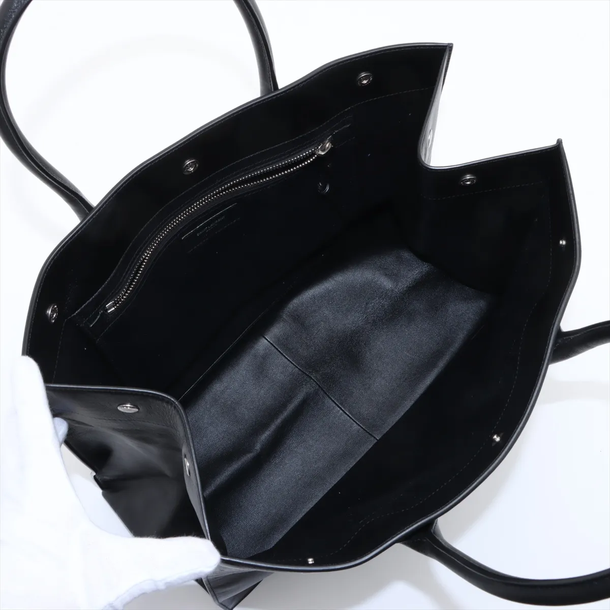 Rive Gauche Leather Tote Bag Black 686266 — view 7