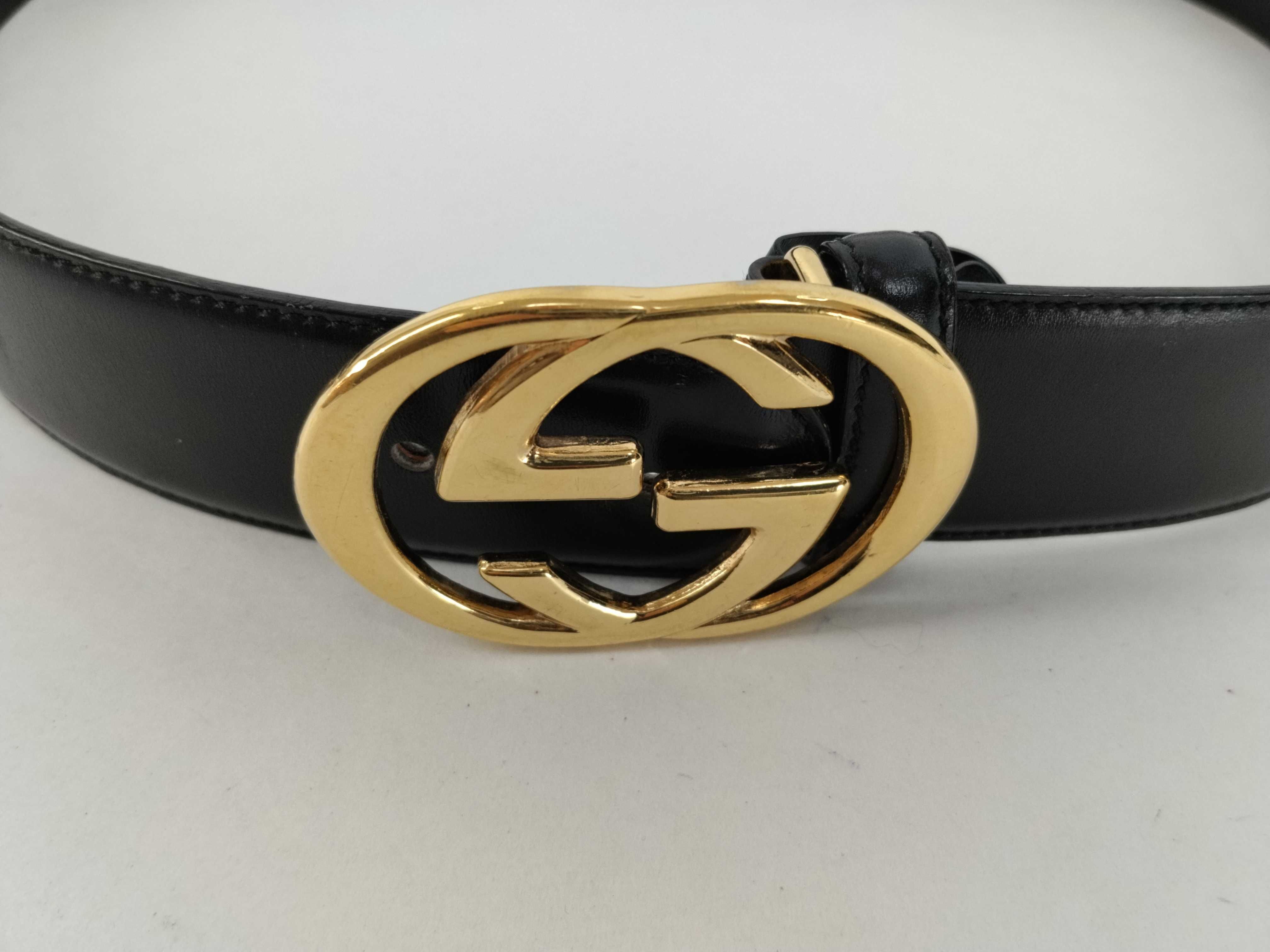Black Leather GG Logo Belt — view 4
