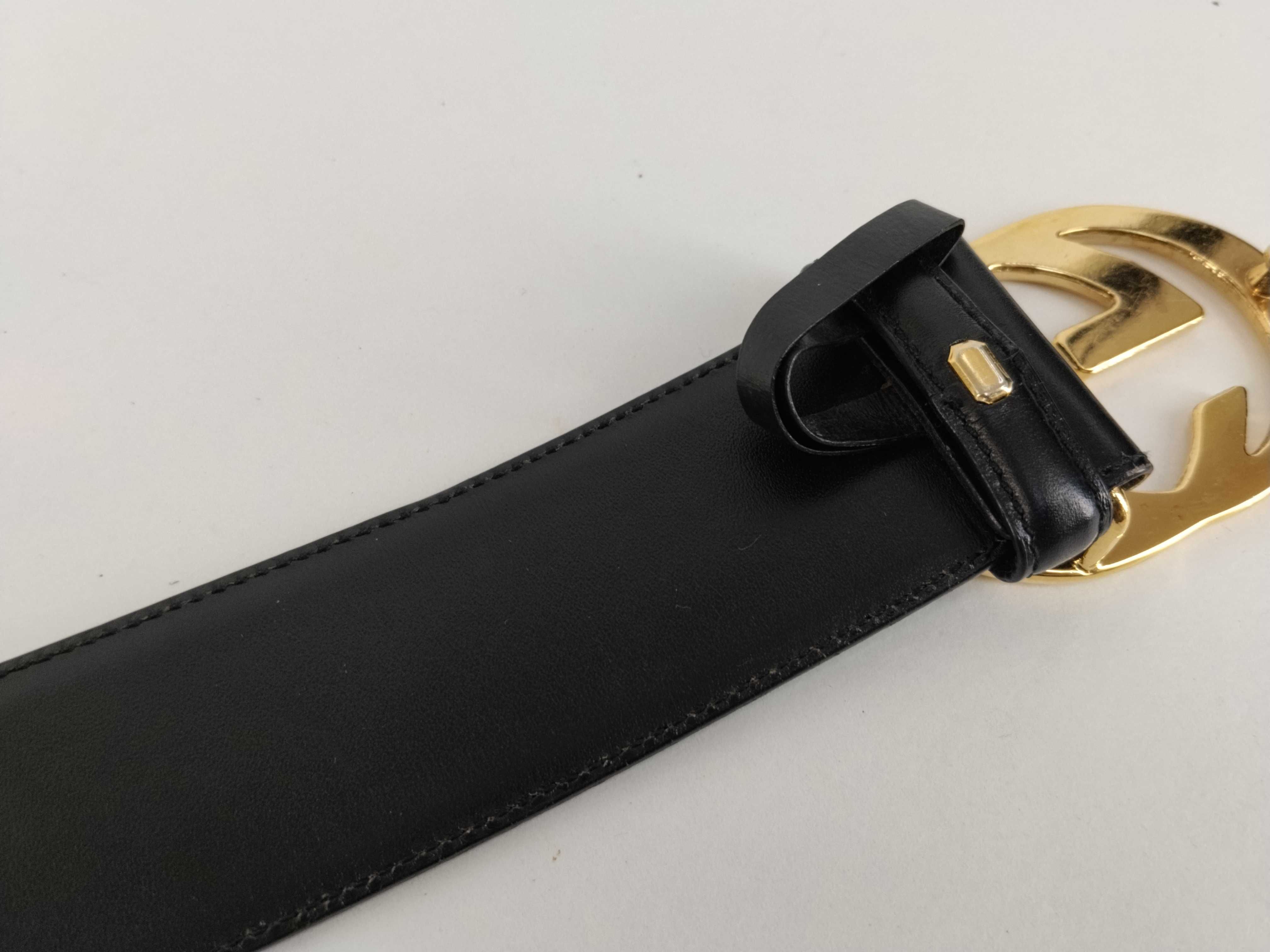 Black Leather GG Logo Belt — view 9