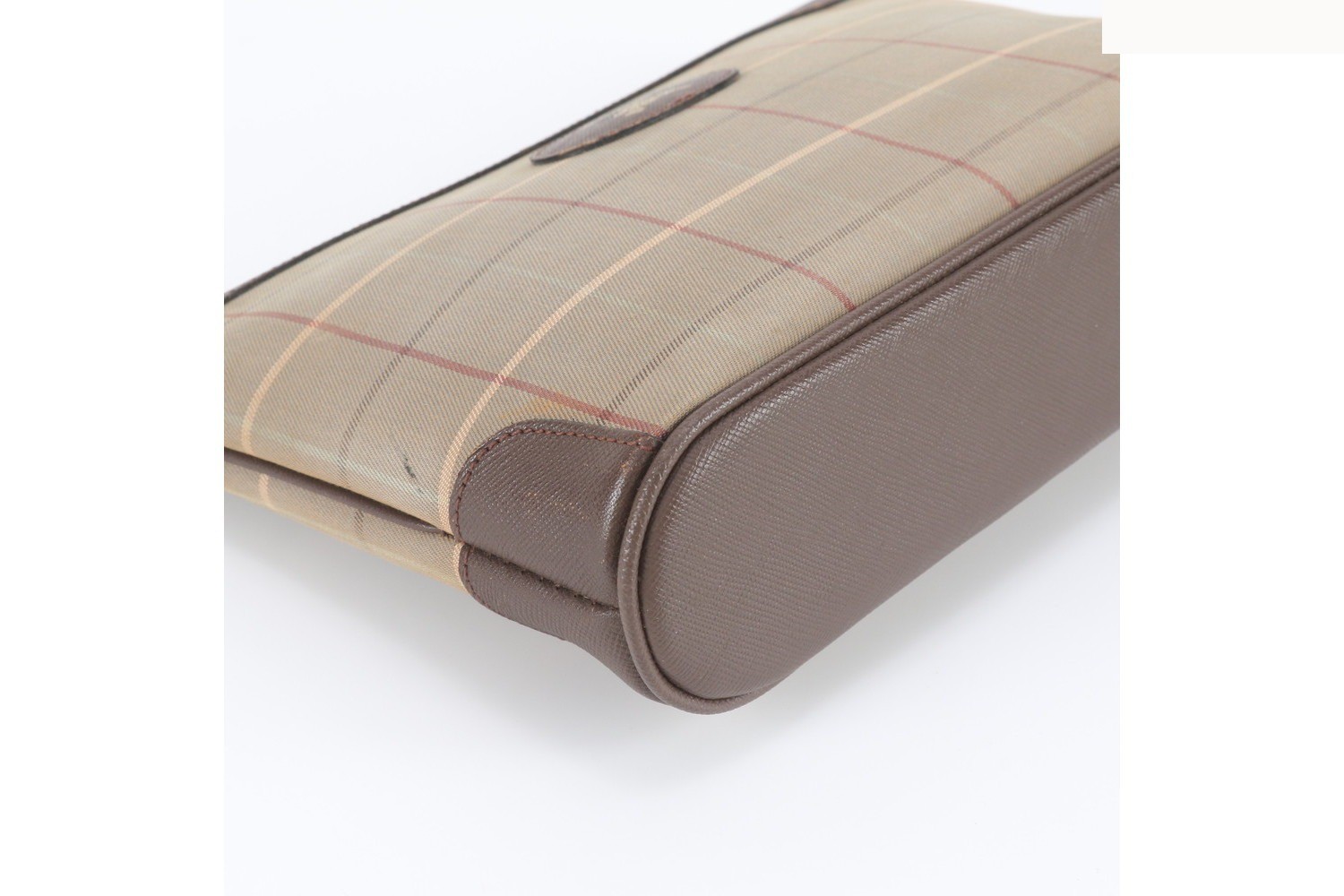 Checkered pattern leather canvas clutch bag — view 4