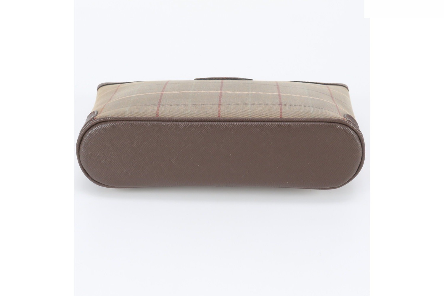 Checkered pattern leather canvas clutch bag — view 6
