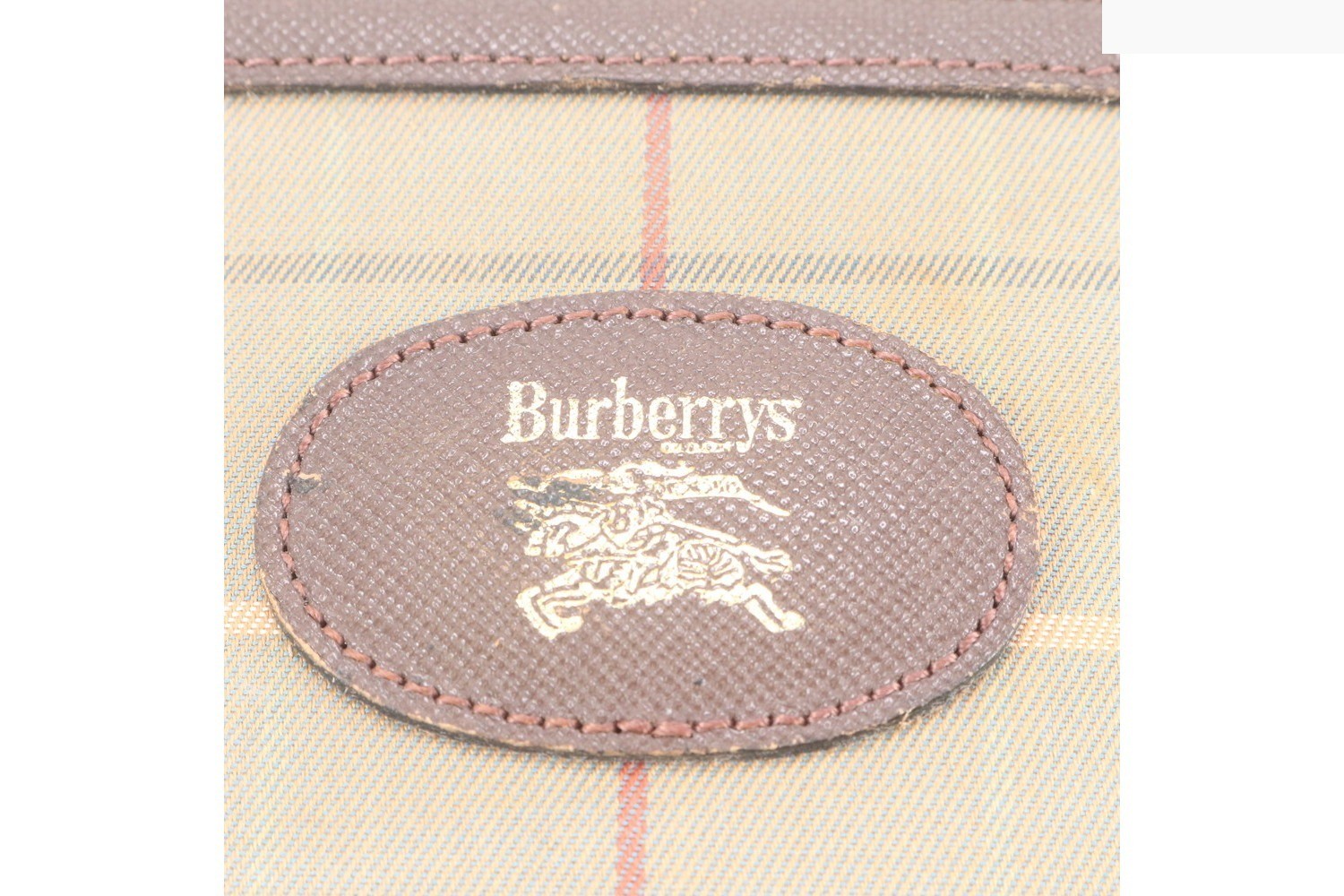 Checkered pattern leather canvas clutch bag — view 8