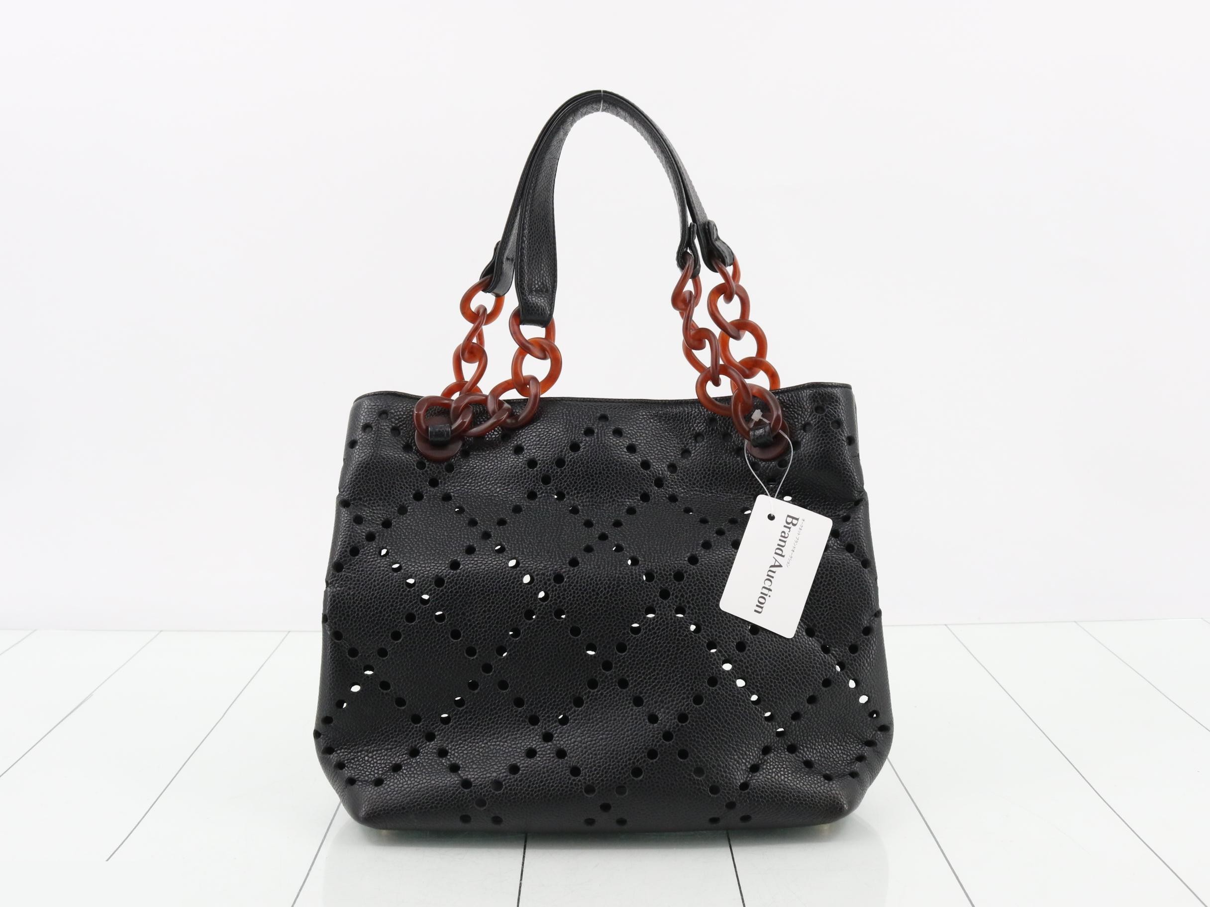 Caviar skin perforated tortoiseshell handbag — view 2