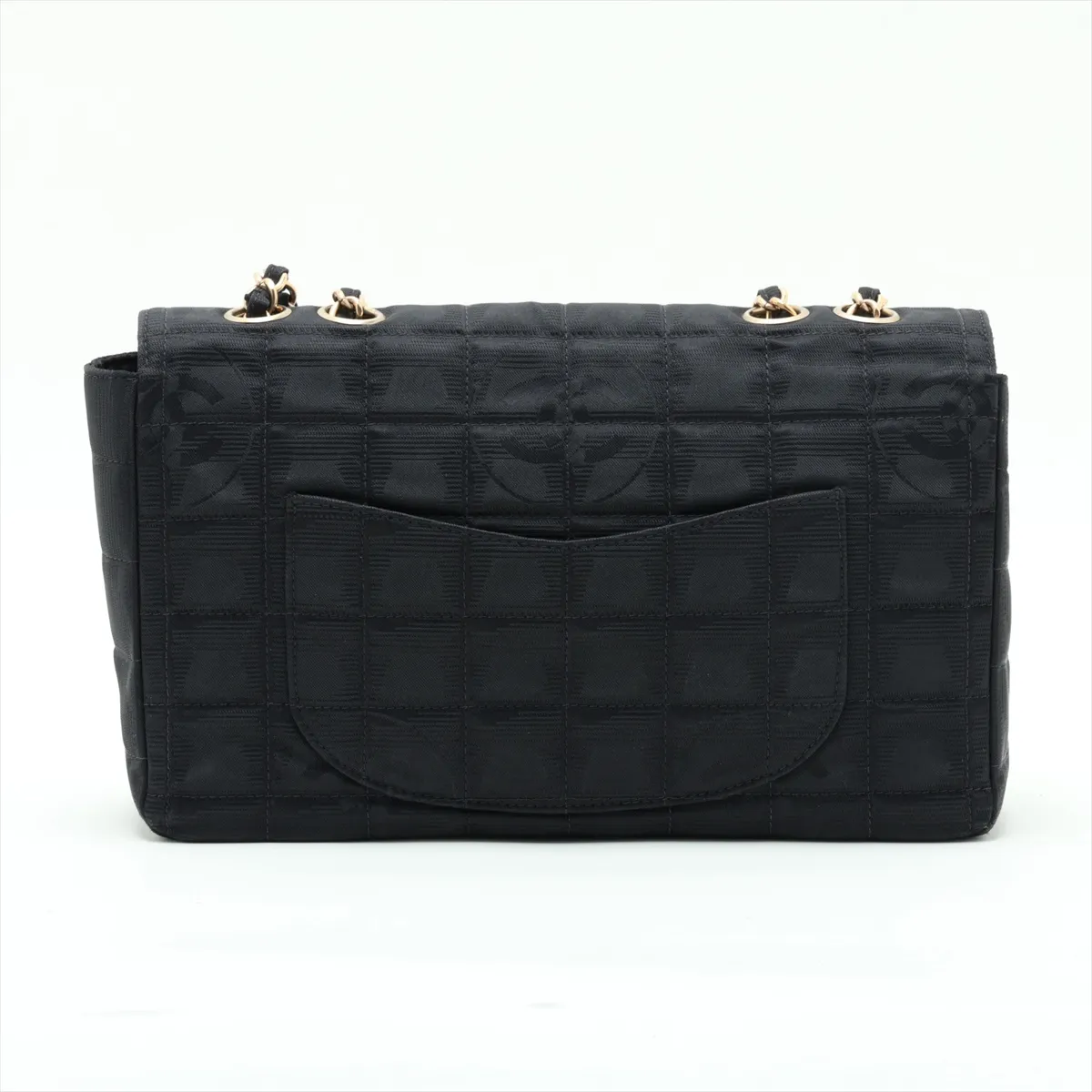 New Travel Line Nylon Single Flap Double Chain Bag, Black with Gold Hardware, 8152411 (Serial Number 8) — view 2