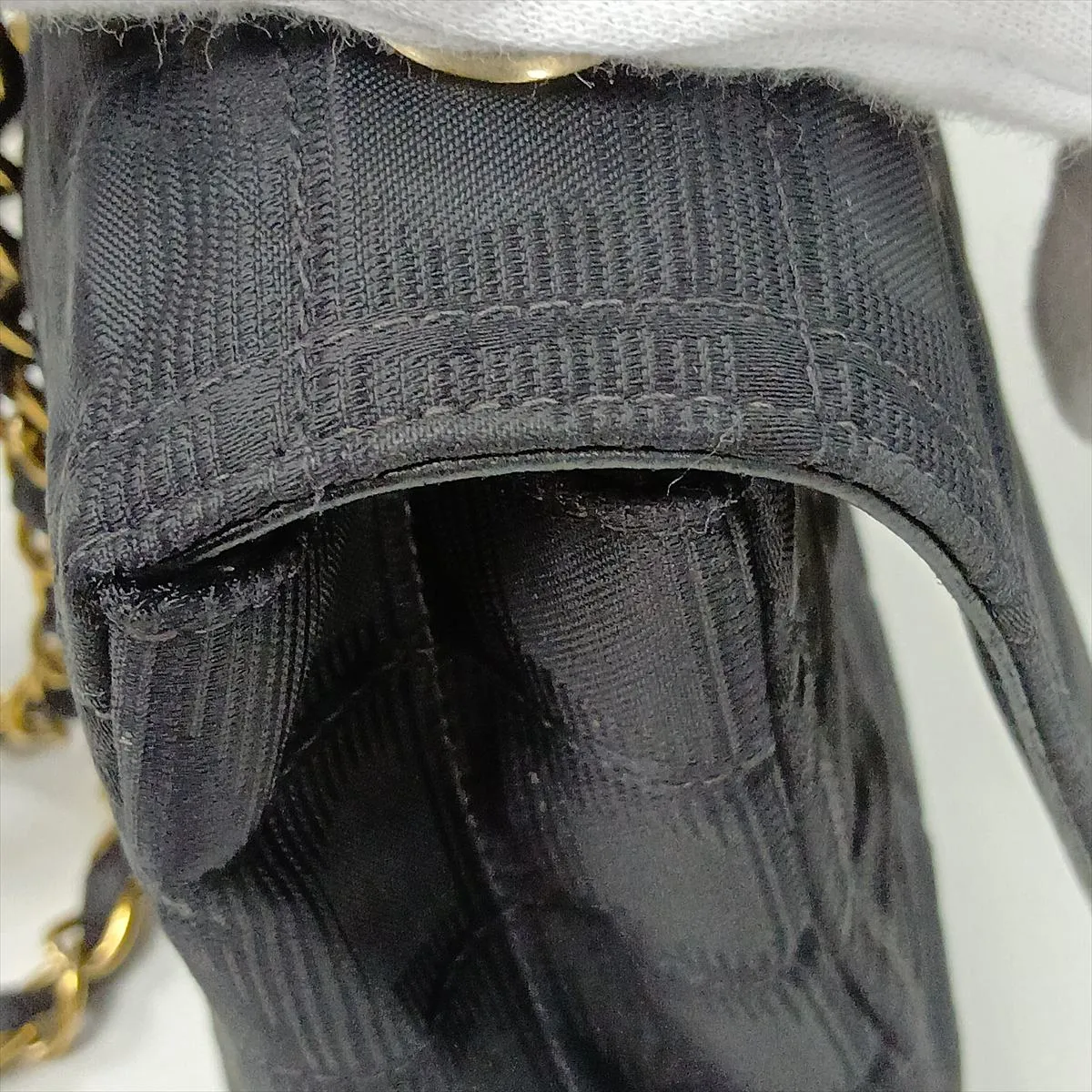 New Travel Line Nylon Single Flap Double Chain Bag, Black with Gold Hardware, 8152411 (Serial Number 8) — view 11