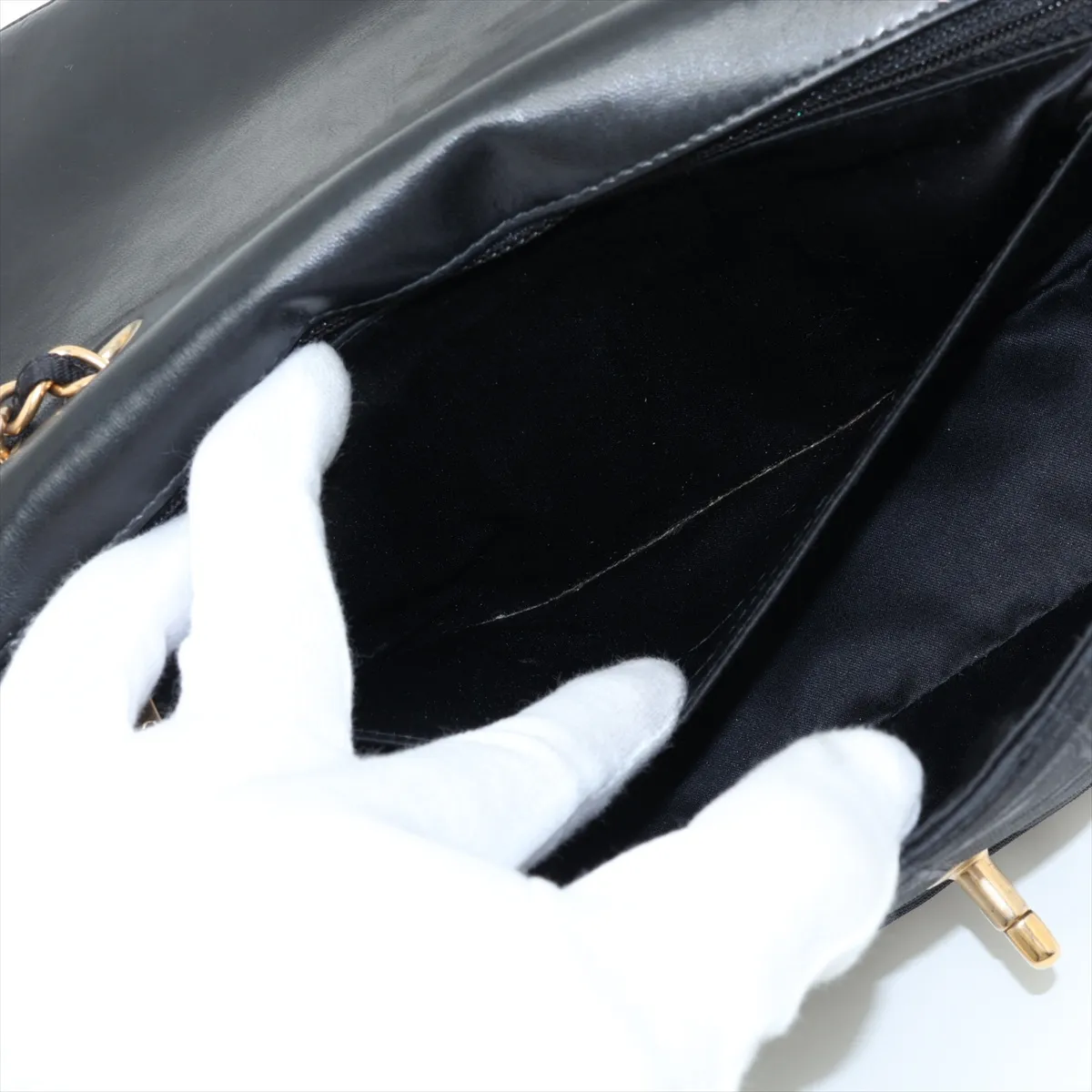New Travel Line Nylon Single Flap Double Chain Bag, Black with Gold Hardware, 8152411 (Serial Number 8) — view 8