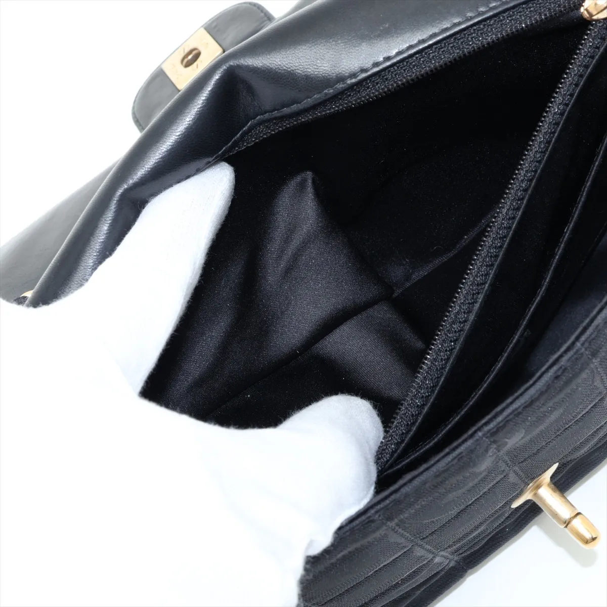 New Travel Line Nylon Single Flap Double Chain Bag, Black with Gold Hardware, 8152411 (Serial Number 8) — view 9