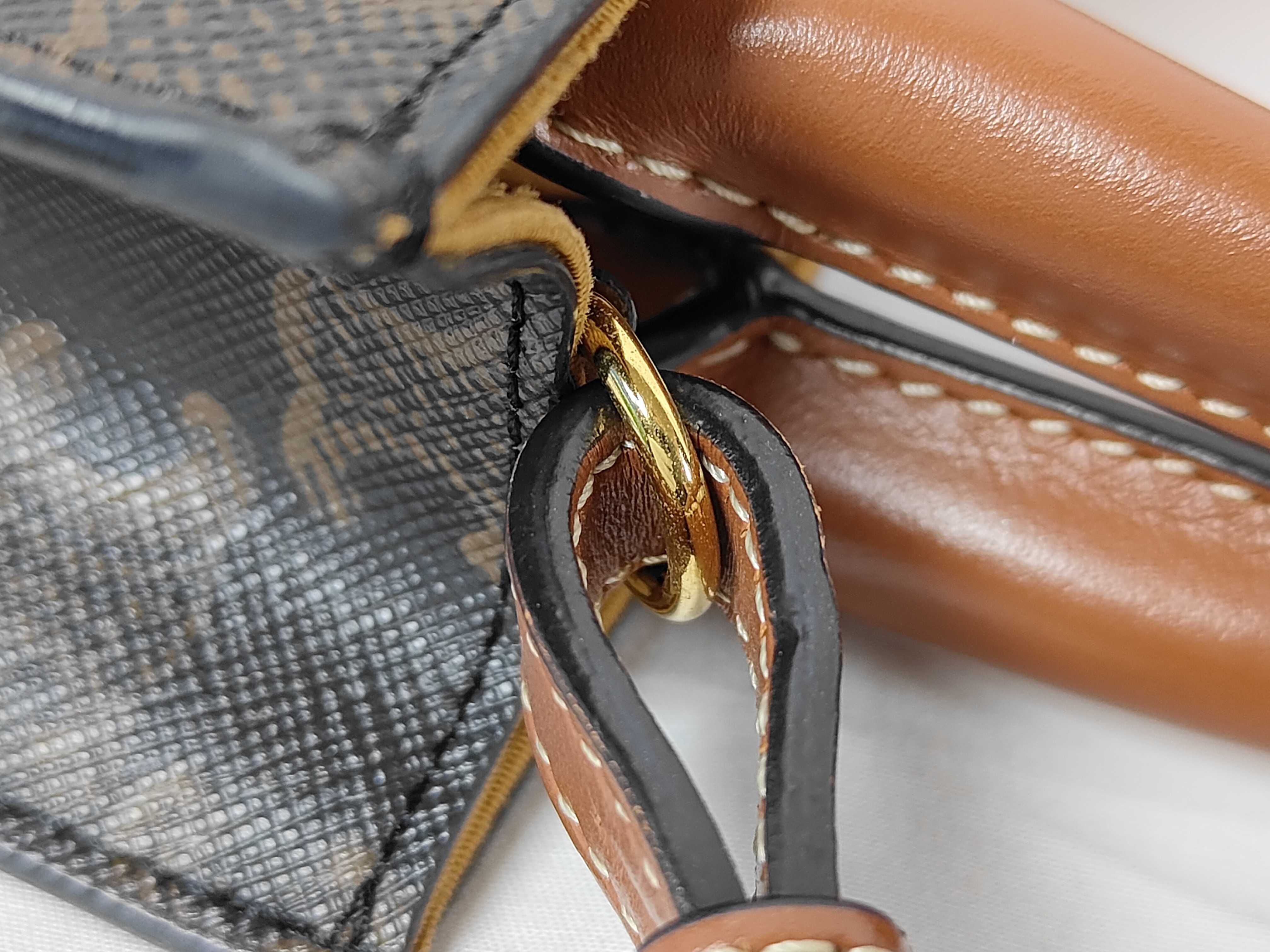 Triomphe Mini Vertical Cabas PVC x Leather 2-Way Handbag Brown Shoulder Bag — view 14