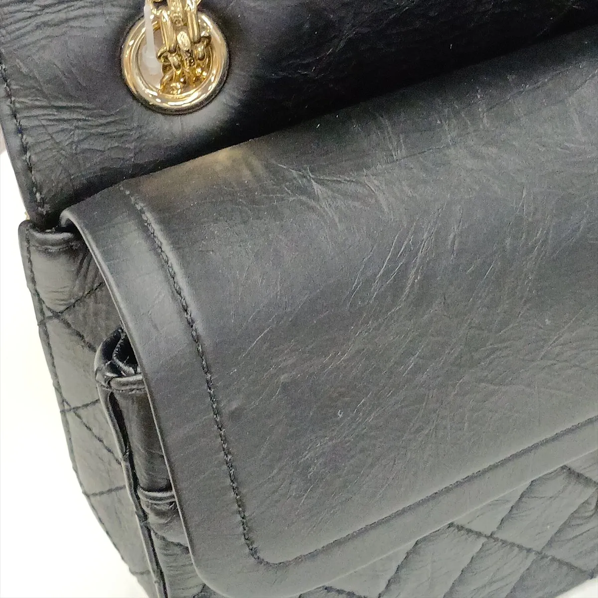 Matelassé 2.55 Vintage Calf Double Flap Double Chain Bag, Black x Beige, Gold Hardware, 23929885, Serial Number , A37586 — view 13