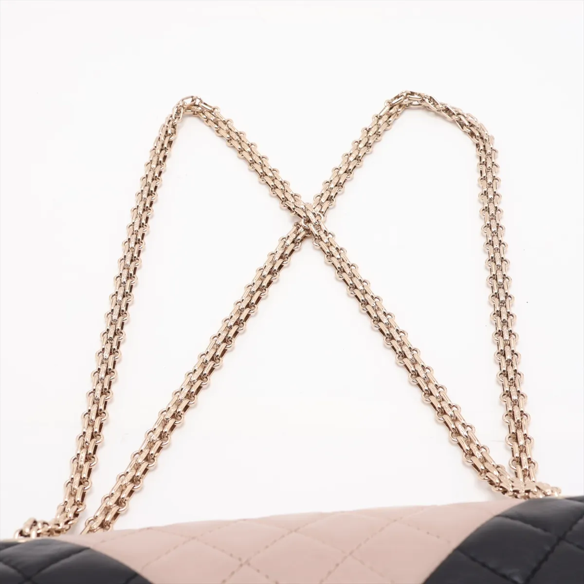 Matelassé 2.55 Vintage Calf Double Flap Double Chain Bag, Black x Beige, Gold Hardware, 23929885, Serial Number , A37586 — view 6