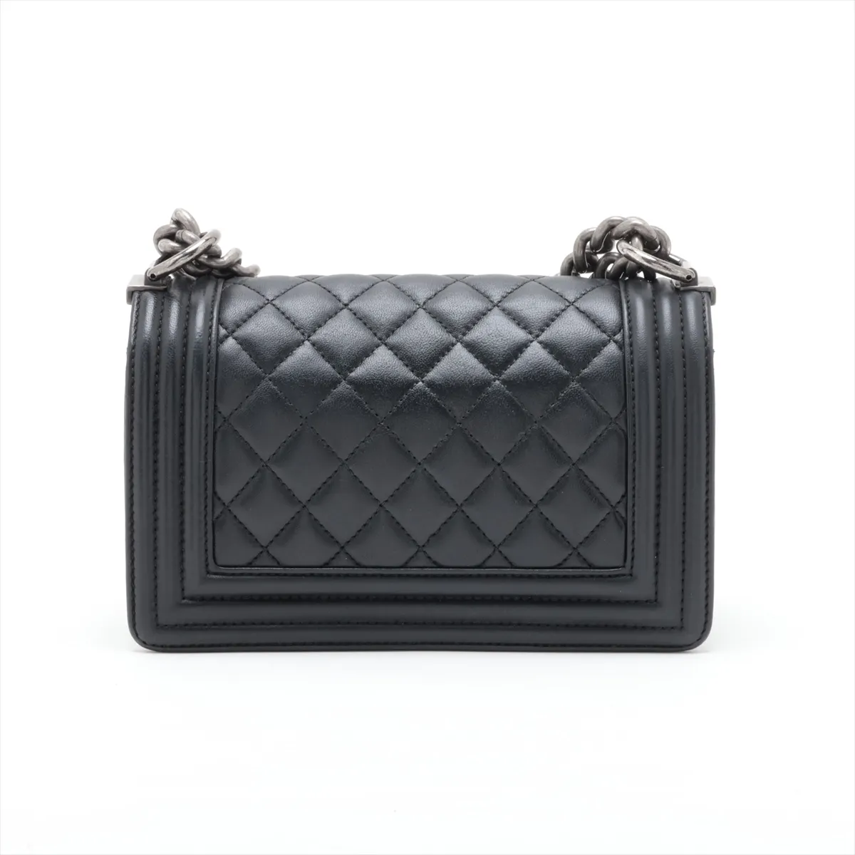 Boy Chanel 20 Small Lambskin Chain Shoulder Bag, Black with Gunmetal Hardware, A67085 — view 2