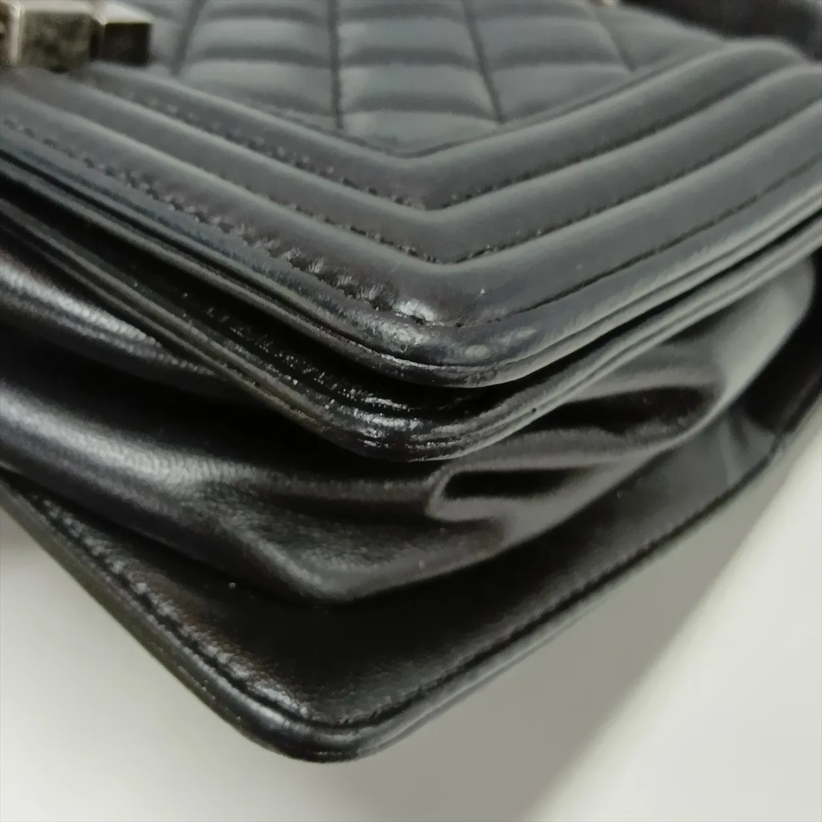 Boy Chanel 20 Small Lambskin Chain Shoulder Bag, Black with Gunmetal Hardware, A67085 — view 14