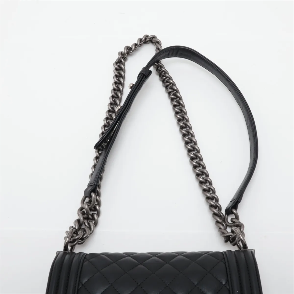 Boy Chanel 20 Small Lambskin Chain Shoulder Bag, Black with Gunmetal Hardware, A67085 — view 6