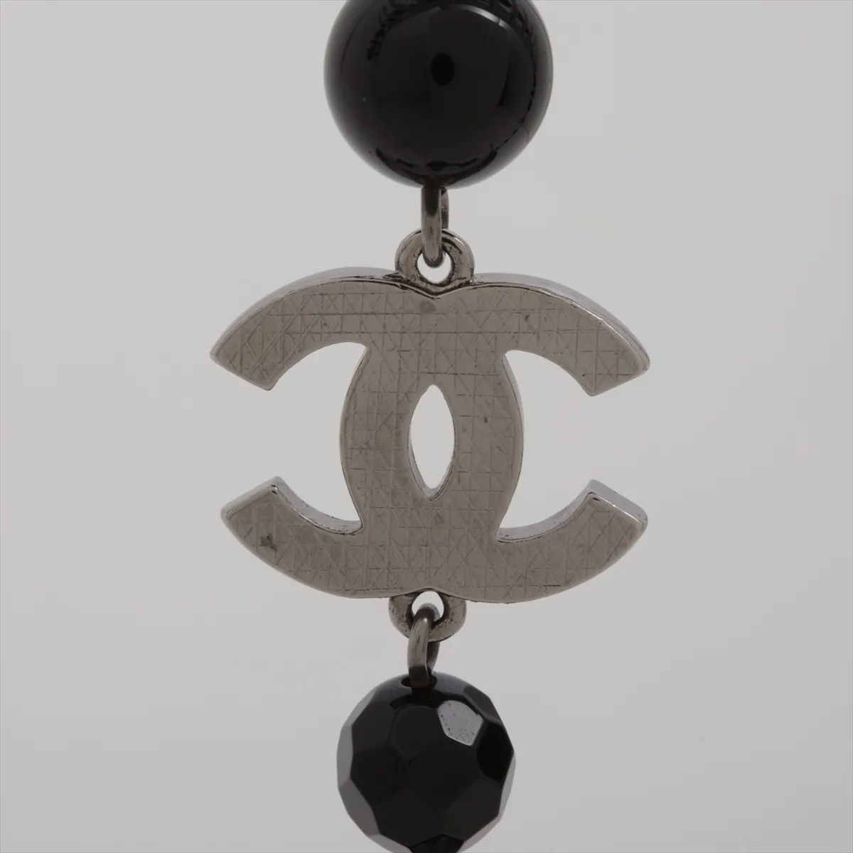 Coco Mark A13V Necklace, Metal x Faux Pearl, Black x Silver. Shows signs of wear: — view 3