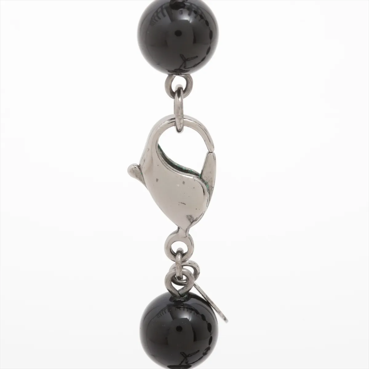 Coco Mark A13V Necklace, Metal x Faux Pearl, Black x Silver. Shows signs of wear: — view 4