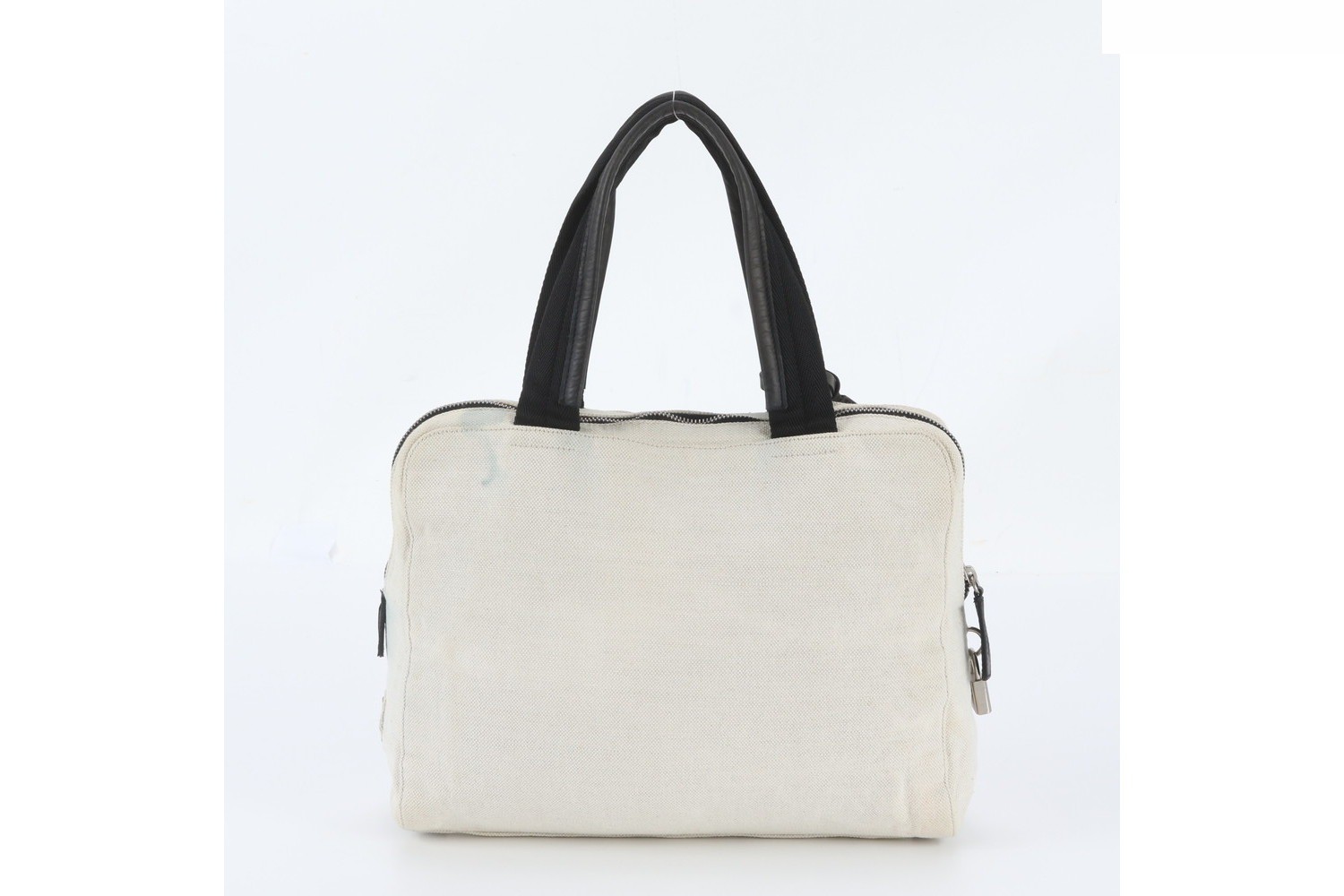 Triangle logo leather canvas handbag — view 3