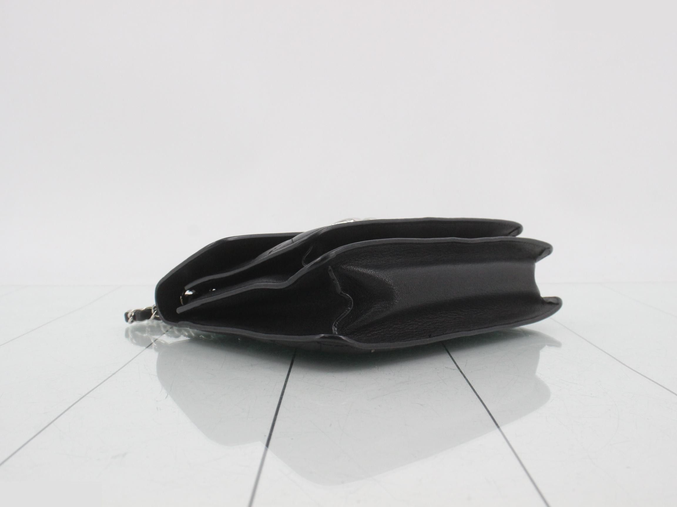 Matelassé Chain Handbag/Shoulder Bag, Black — view 5