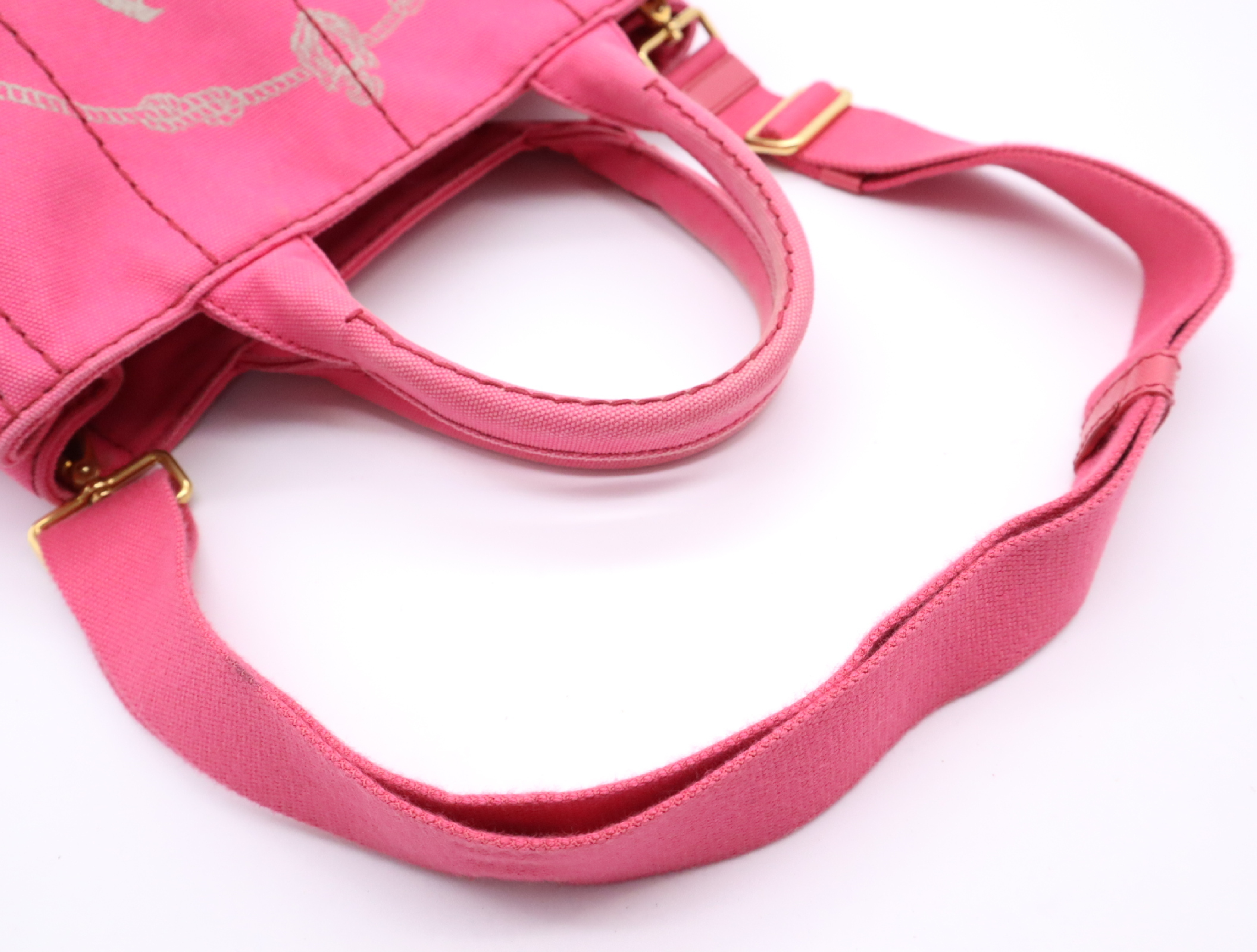 Canvas Canapa 2-Way Handbag, Pink, with Shoulder Strap and Guarantee Card. — view 12