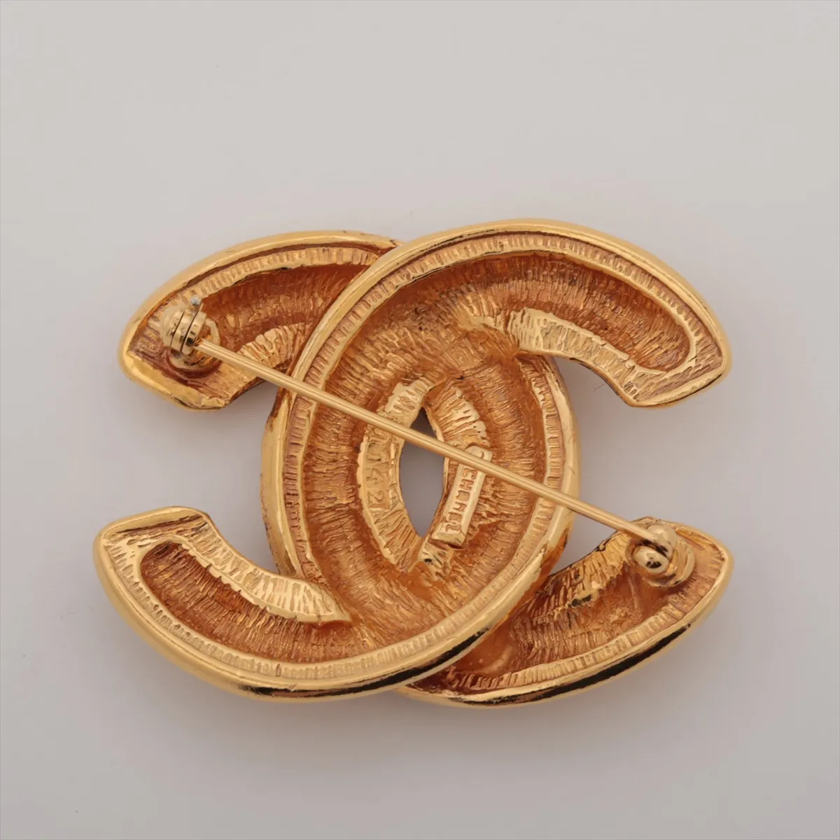 Coco Mark Matelassé 1142 Brooch, GP Gold. Shows signs of wear, — view 2