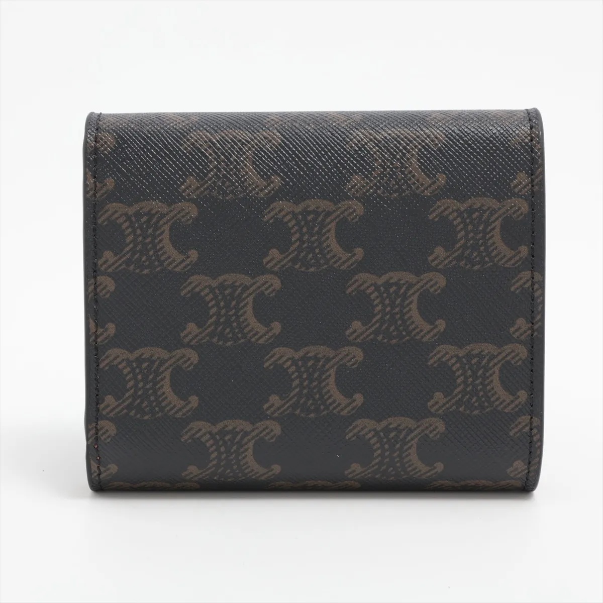 Triomphe Small Flap Wallet Leather Compact Wallet Brown — view 2