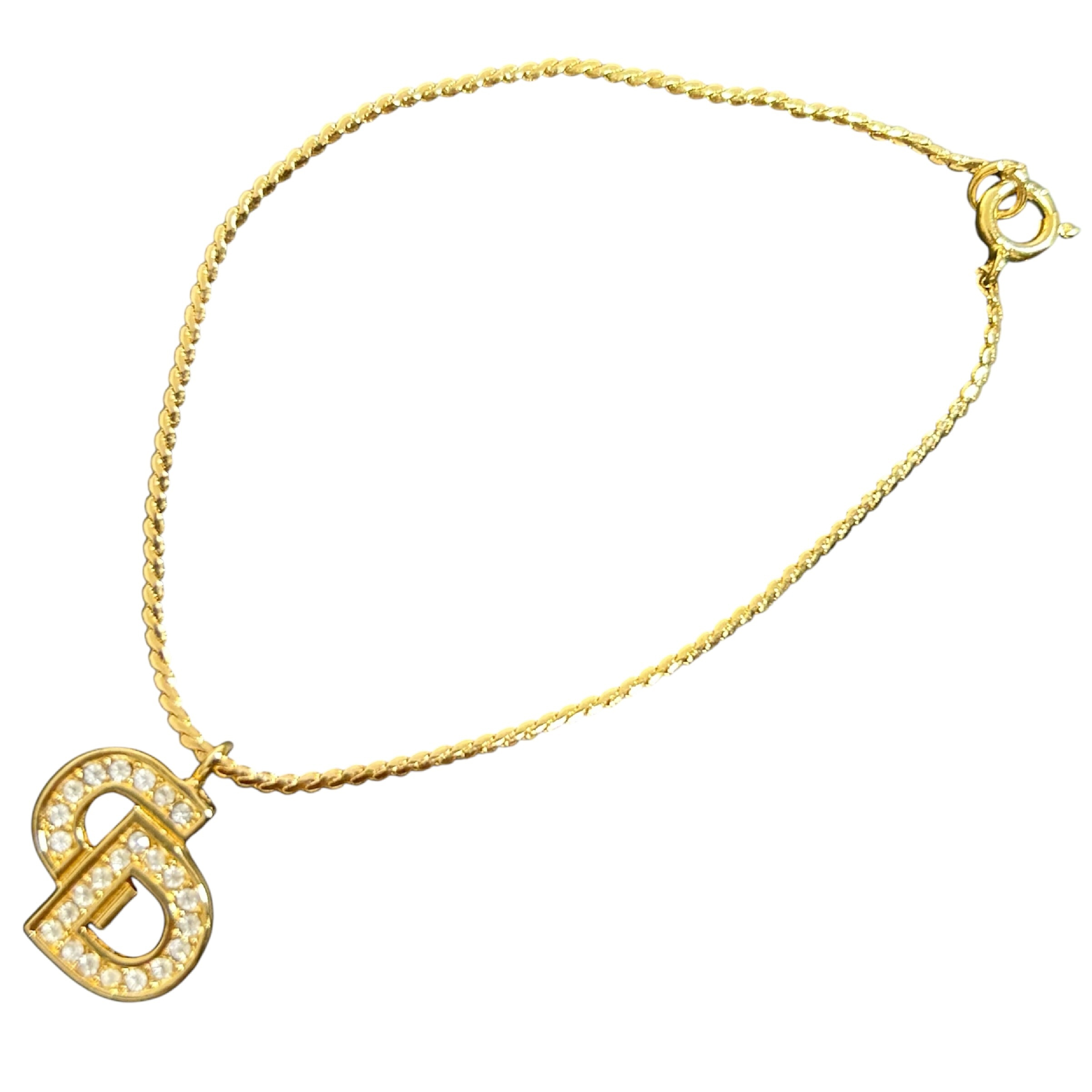 bracelet with CD logo and rhinestones, 17cm in length, gold-toned bangle. — view 3