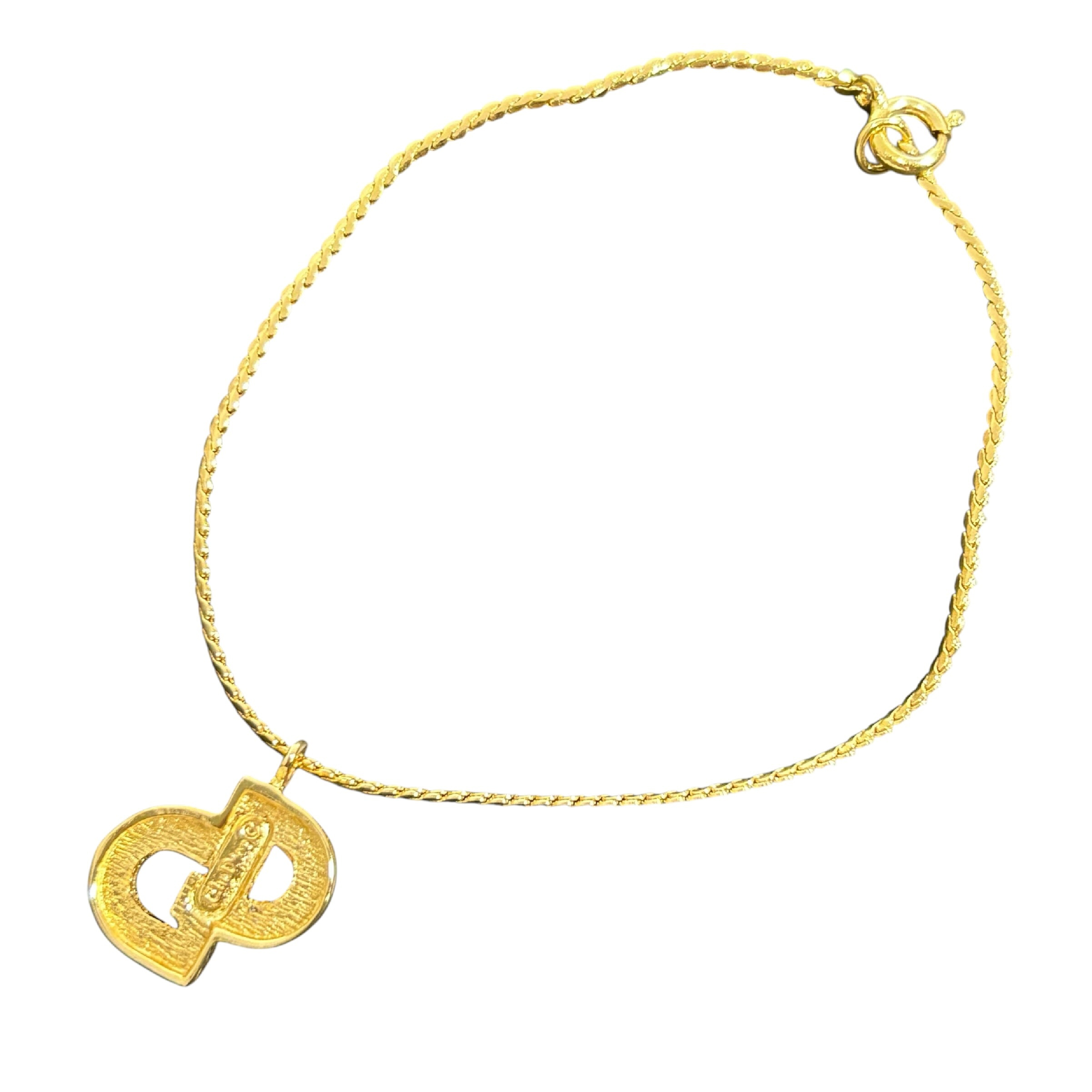 bracelet with CD logo and rhinestones, 17cm in length, gold-toned bangle. — view 4