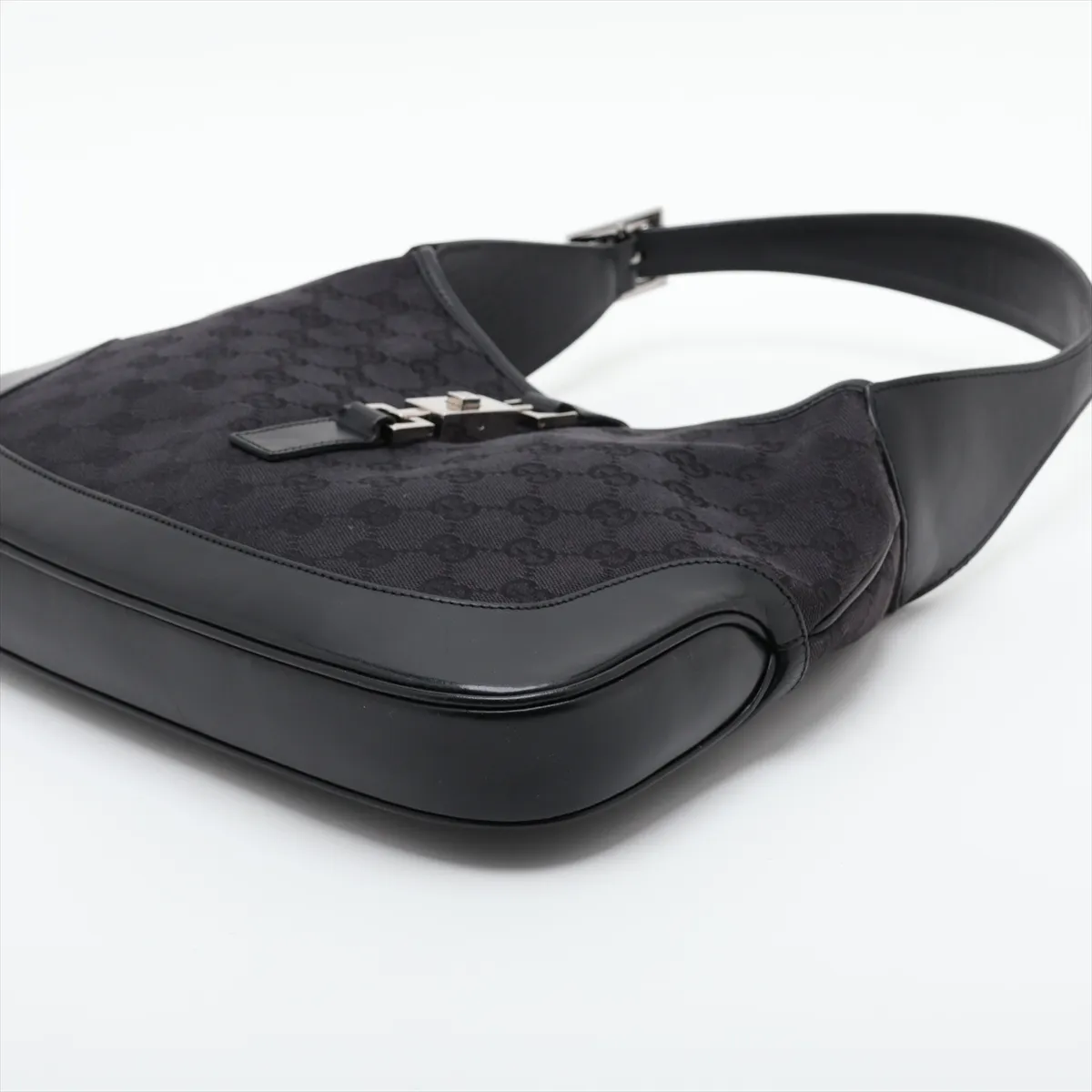GG Canvas Jackie Canvas x Leather Shoulder Bag, Black — view 3