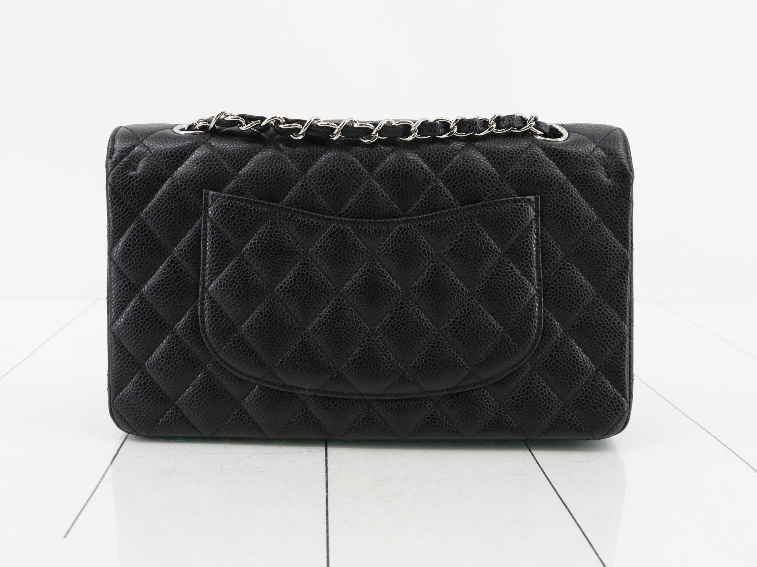 Matelassé 25 Double Chain Shoulder Bag, Caviar Leather, Black — view 2