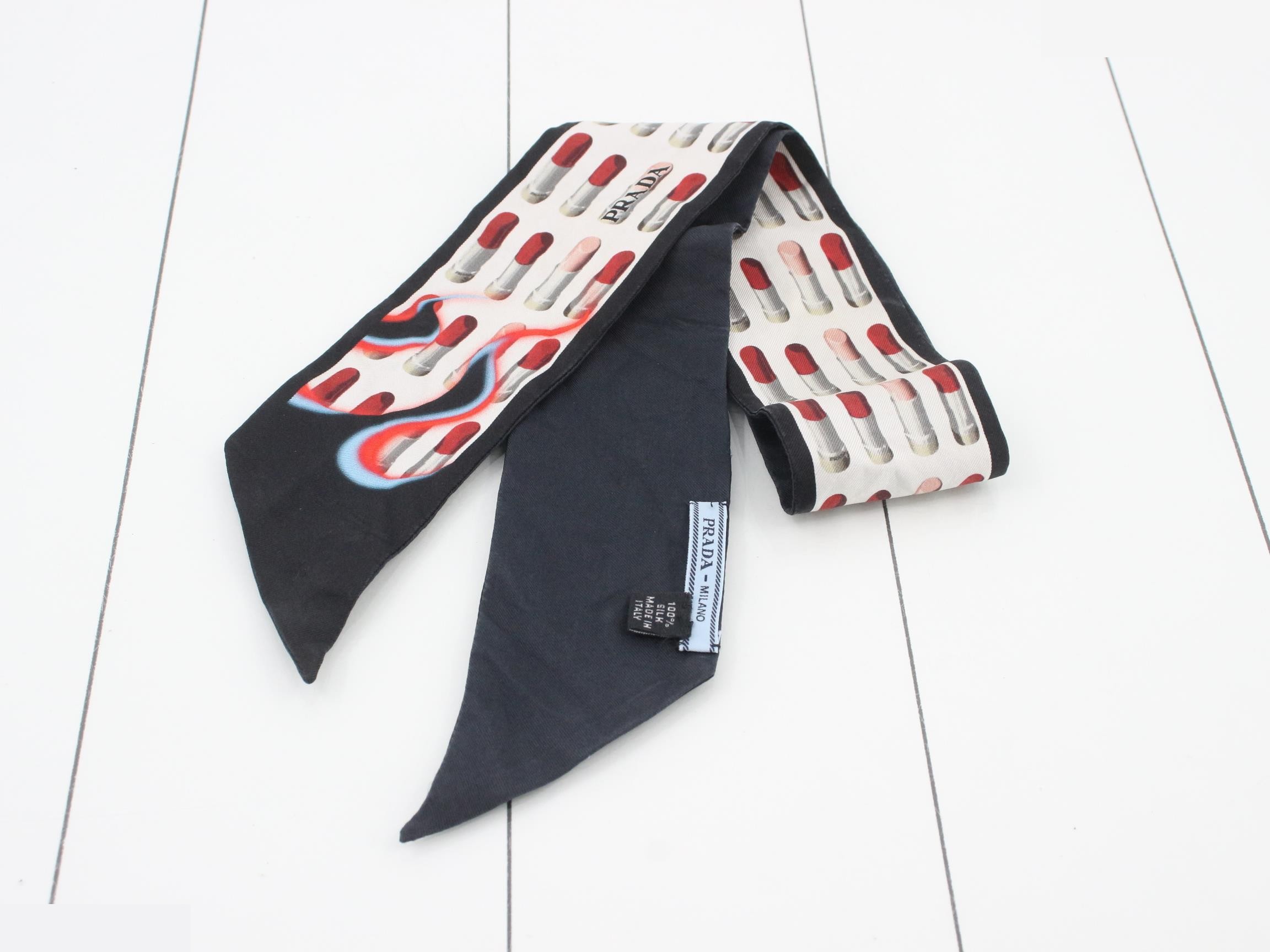 Lipstick pattern twilly scarf — view 2