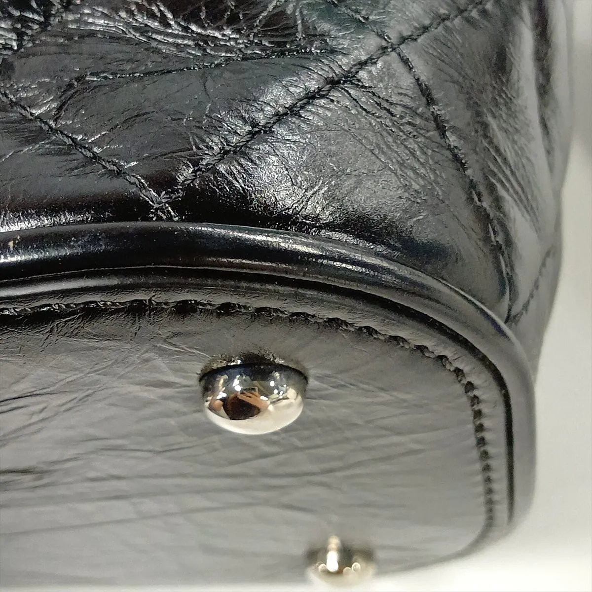 Matelassé Vintage Calfskin x Vinyl Chain Backpack, Black x Clear, Silver Hardware, 25780735, Serial Number 25 — view 13