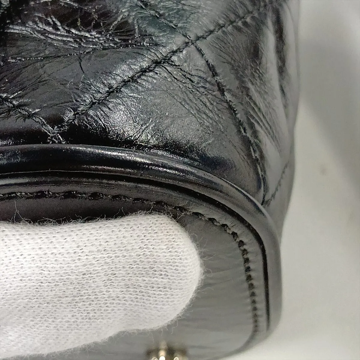 Matelassé Vintage Calfskin x Vinyl Chain Backpack, Black x Clear, Silver Hardware, 25780735, Serial Number 25 — view 14