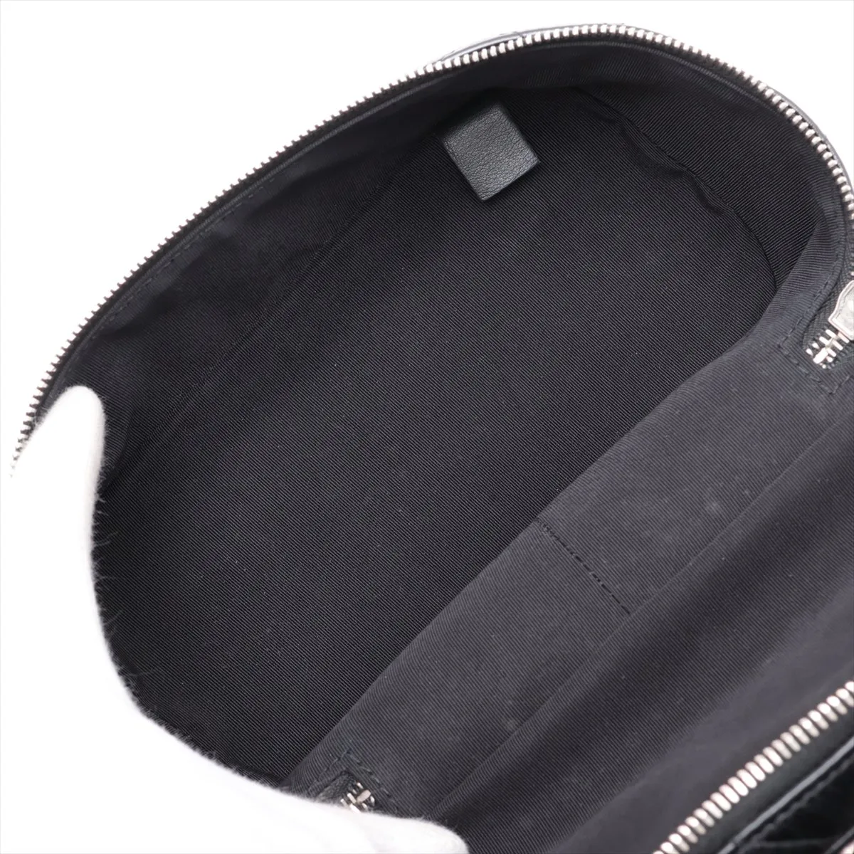 Matelassé Vintage Calfskin x Vinyl Chain Backpack, Black x Clear, Silver Hardware, 25780735, Serial Number 25 — view 7