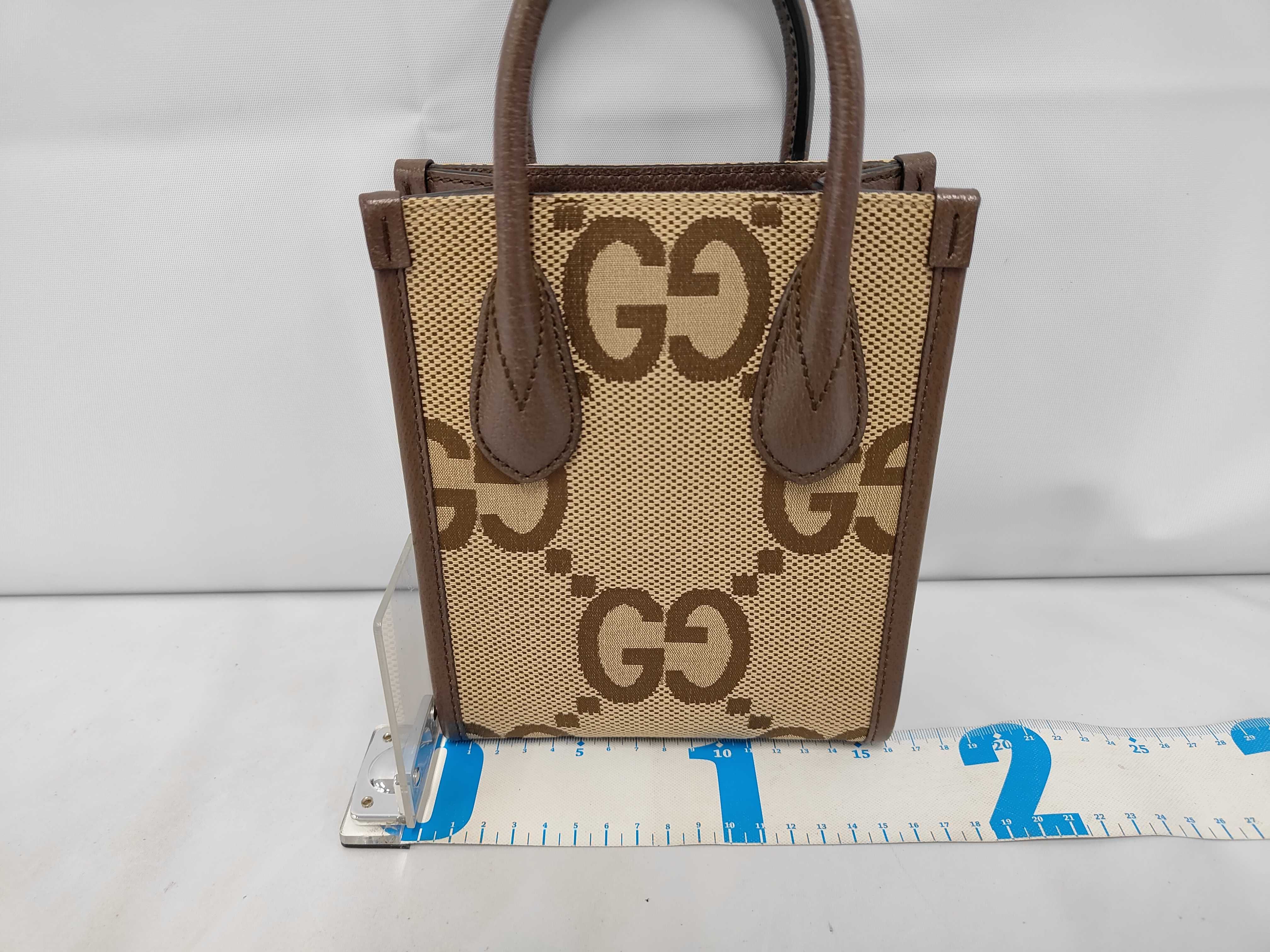 Jumbo GG Canvas x Leather 2-Way Handbag, Beige x Brown, 699406 (Bag) — view 2